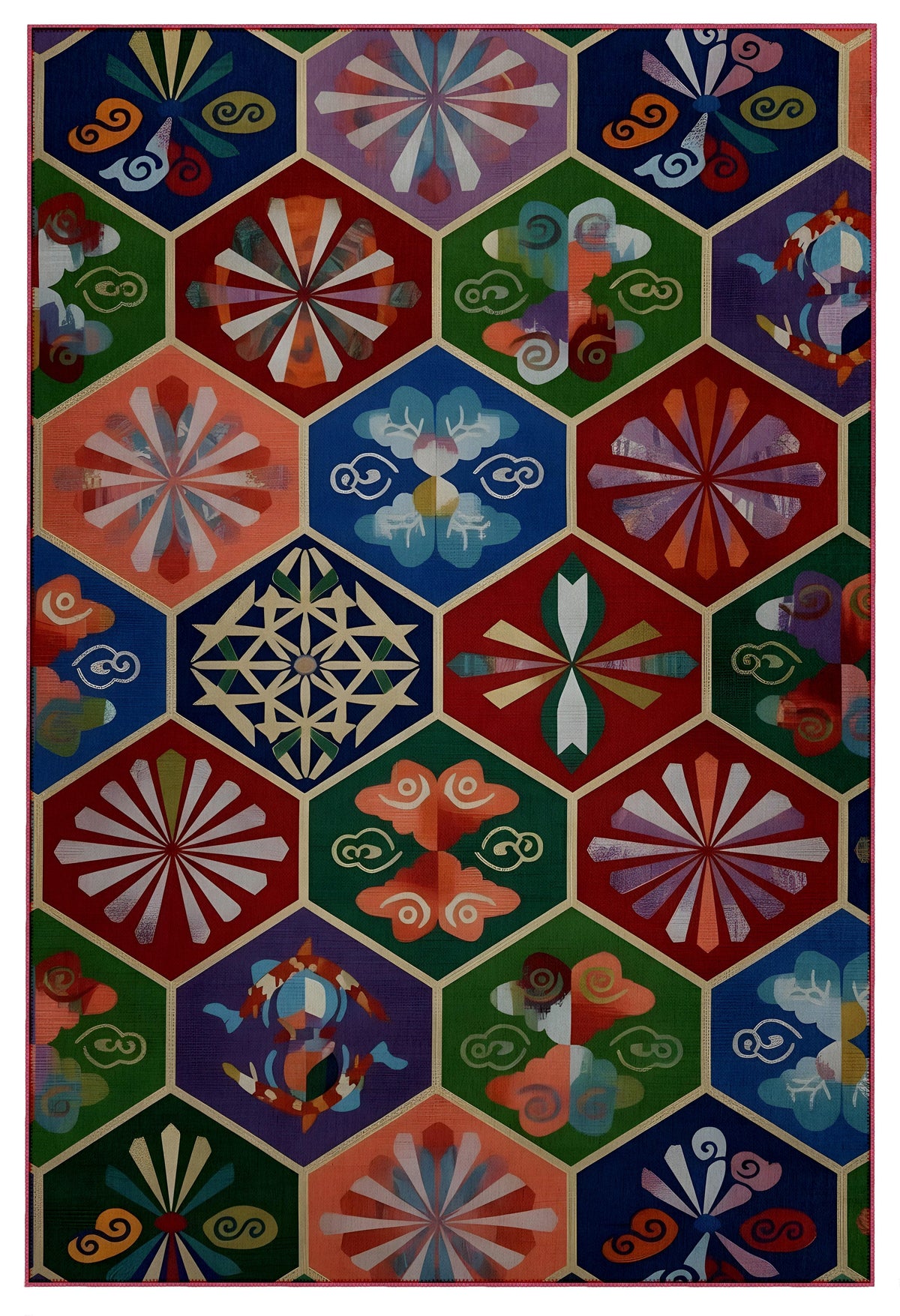 Arte HD039 Geometrik Figürlü Modern Renkli Dekoratif Şönil Halı