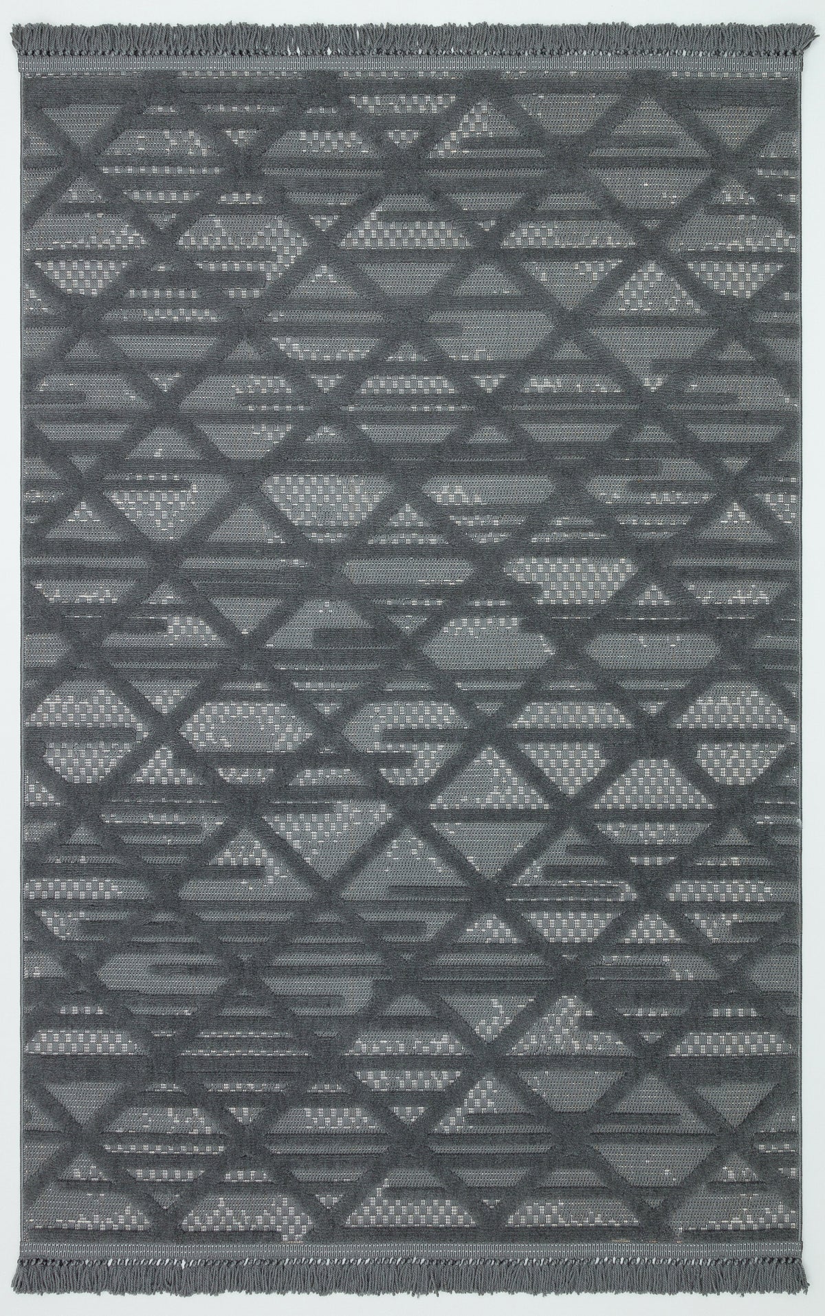 MİLAS C10-ANTRASİT Kabartmalı Modern Geometrik Desenli Salon Koridor Mutfak Halısı