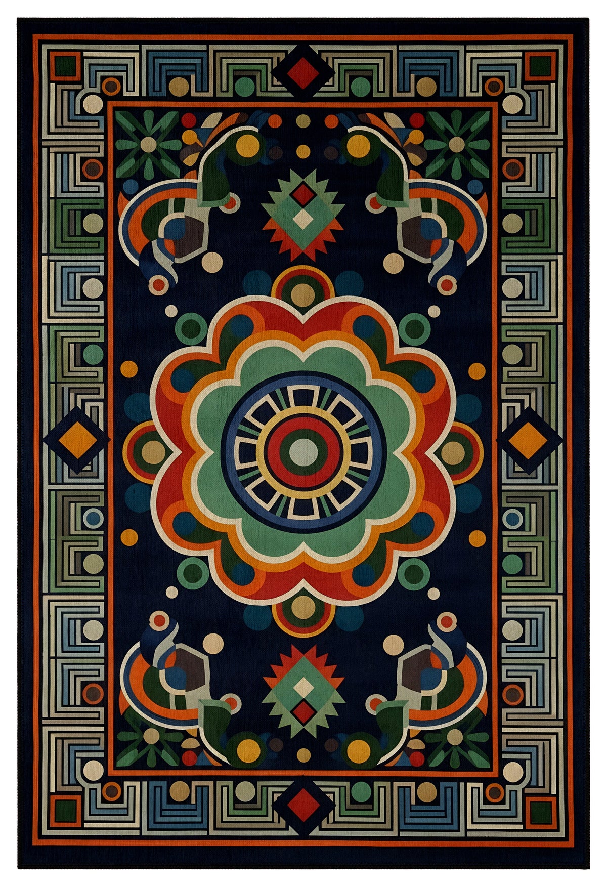 Arte HD036 Klasik Geometrik Desenli Renkli Dekoratif Şönil Halı