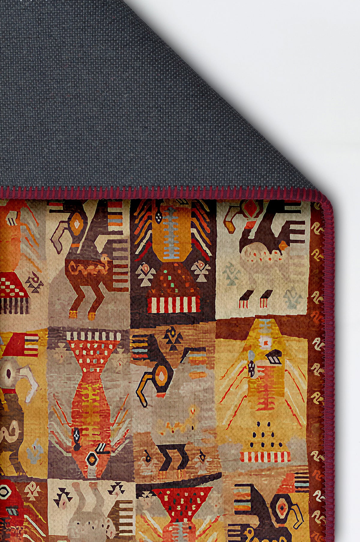 Arte HD028 Etnik Hayvan Figürlü Patch Desenli Dekoratif Şönil Halı
