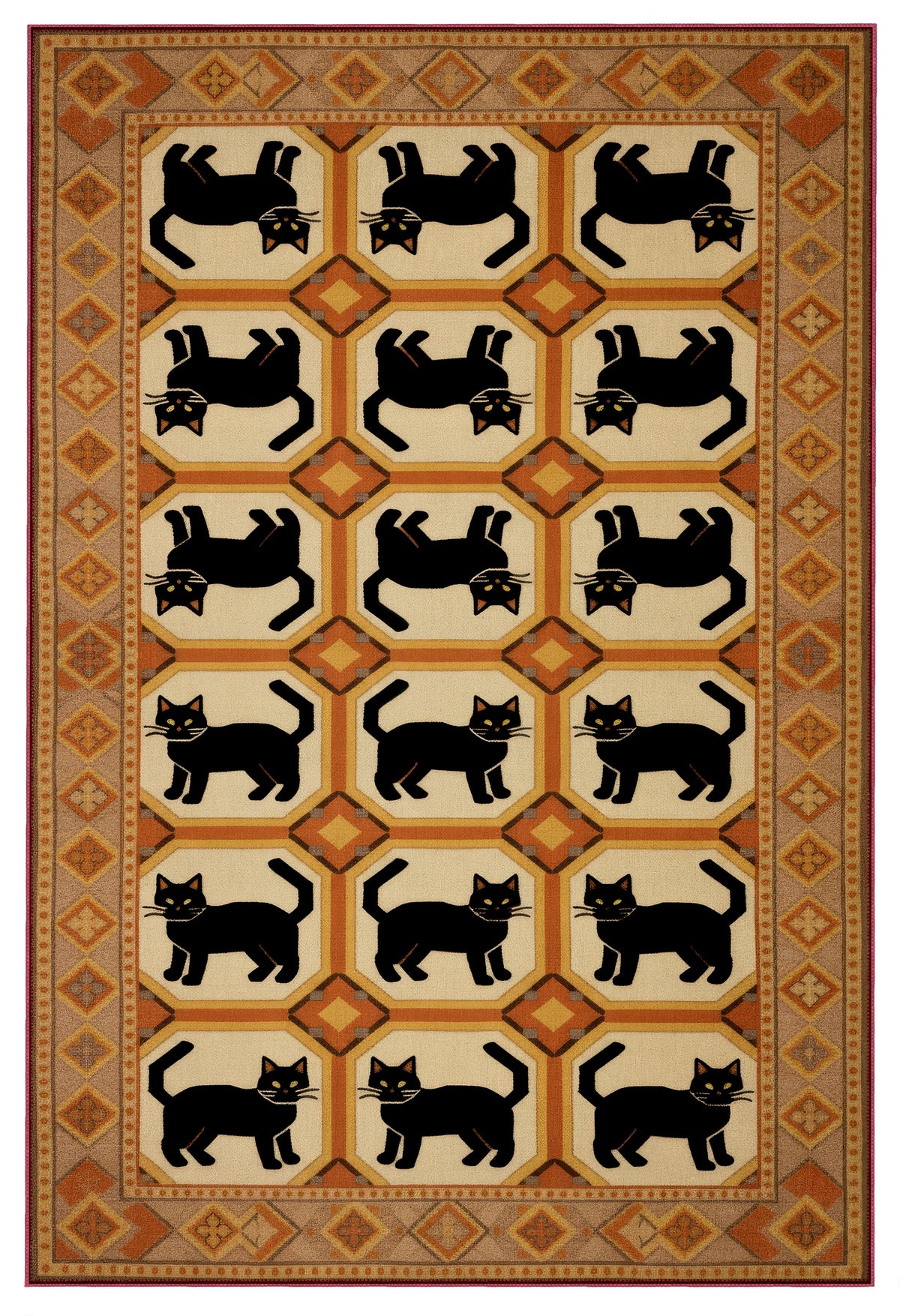 Arte KD001 Kedi Desenli Pati Dostu Hayvanseverler Dekoratif Şönil Halı