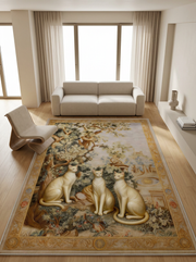 Arte KD003 Kedi Desenli Pati Dostu Hayvanseverler Dekoratif Şönil Halı