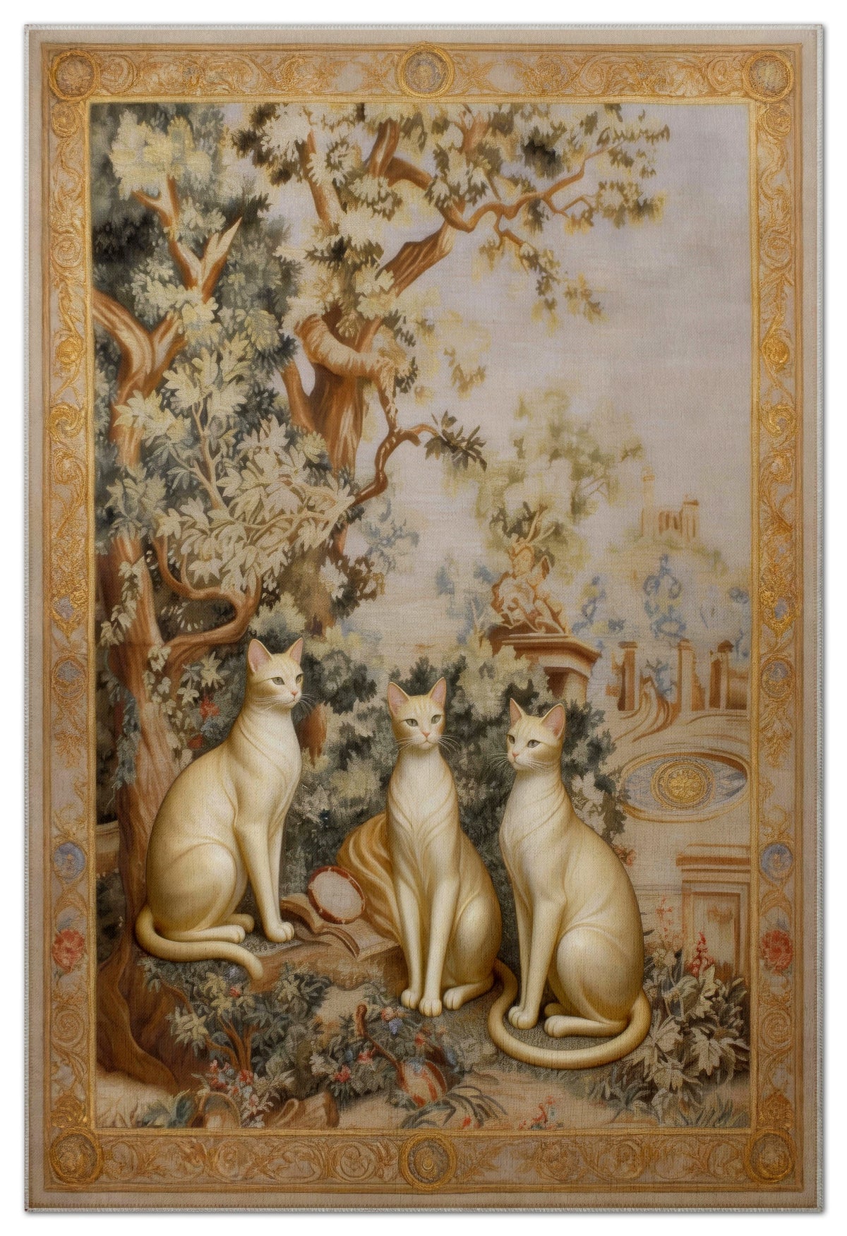 Arte KD003 Kedi Desenli Pati Dostu Hayvanseverler Dekoratif Şönil Halı