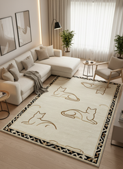 Arte KD004 Kedi Desenli Pati Dostu Hayvanseverler Dekoratif Şönil Halı