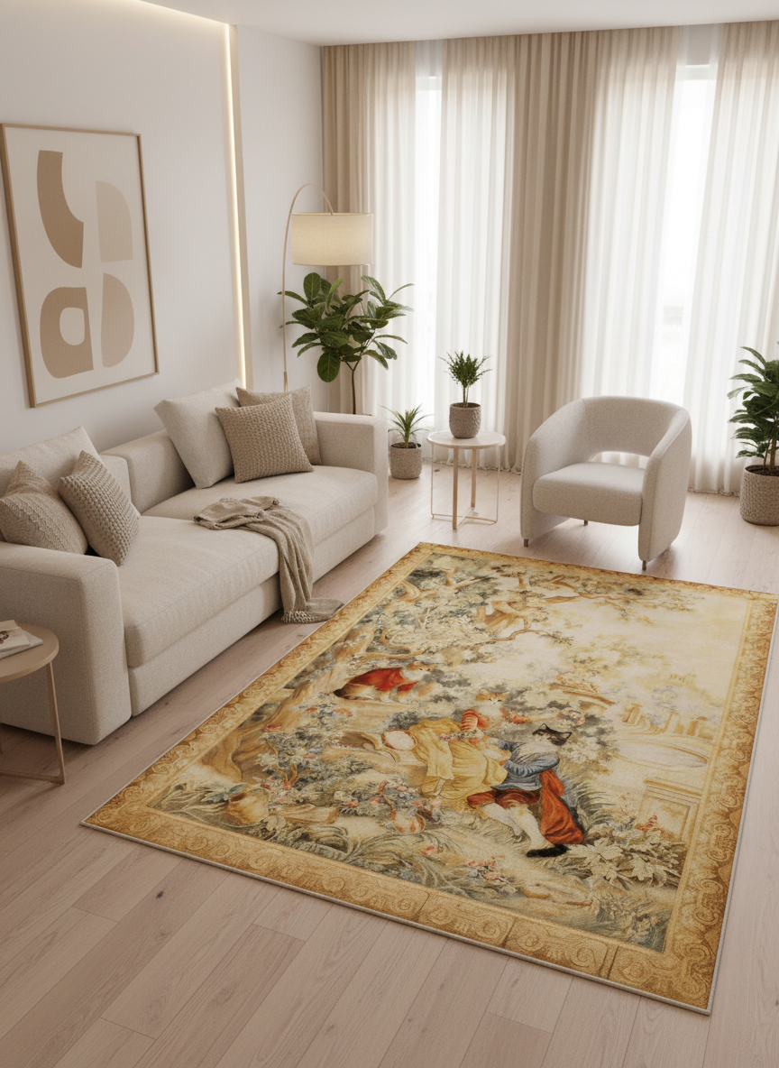 Arte KD008 Kedi Desenli Pati Dostu Hayvanseverler Dekoratif Şönil Halı
