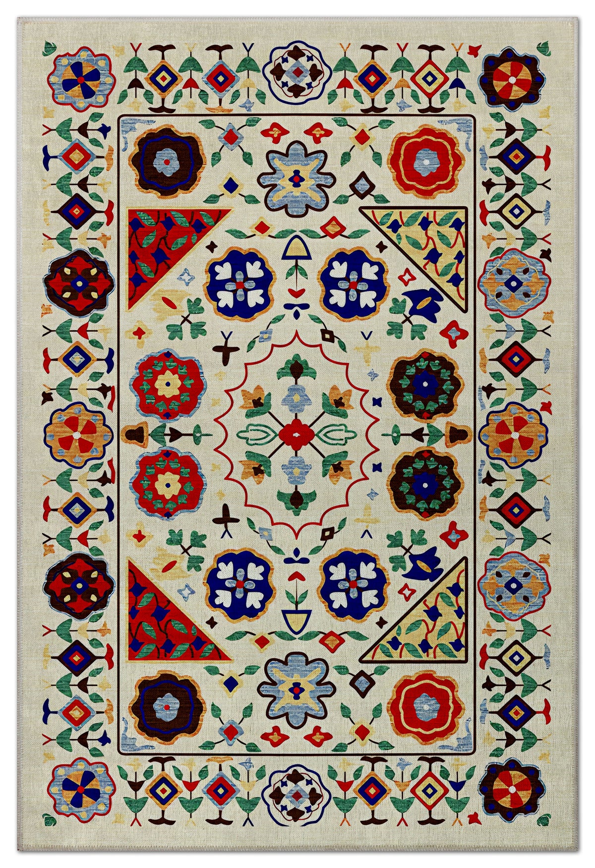 Arte VN021 Vintage Çiçek Figürlü Dekoratif Şönil Halı