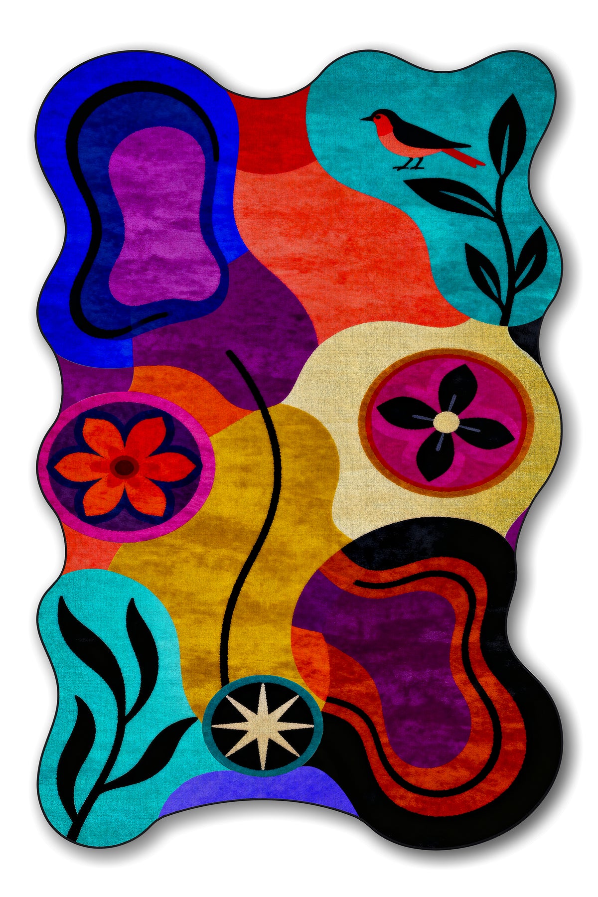 Arte AST061 Asimetrik Kesimli Modern Figürlü Renkli Şönil Halı
