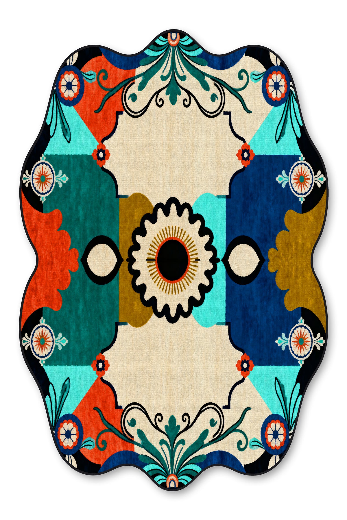 Arte AST069 Asimetrik Kesimli Modern Figürlü Renkli Şönil Halı