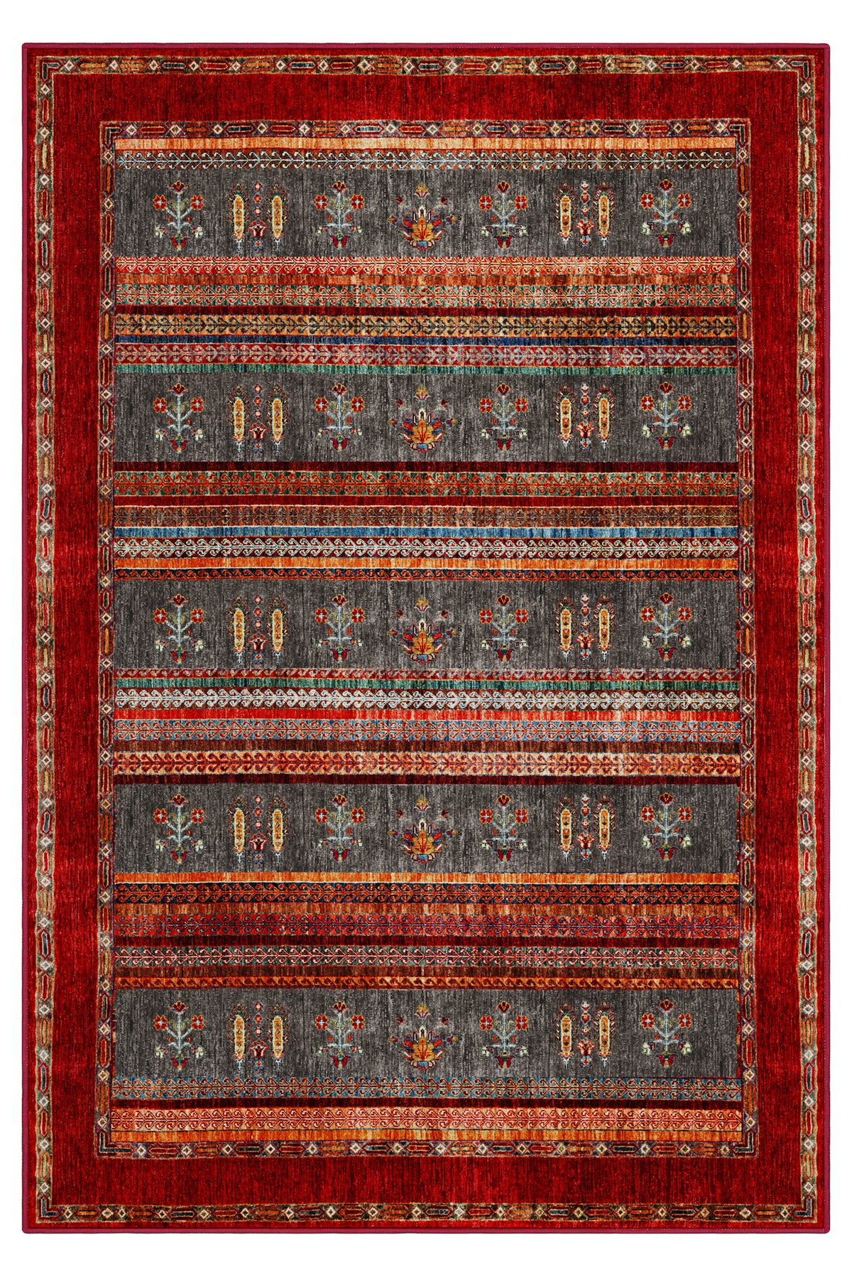 Arte DS074 Vintage Çiçek Figürlü Dekoratif Şönil Halı