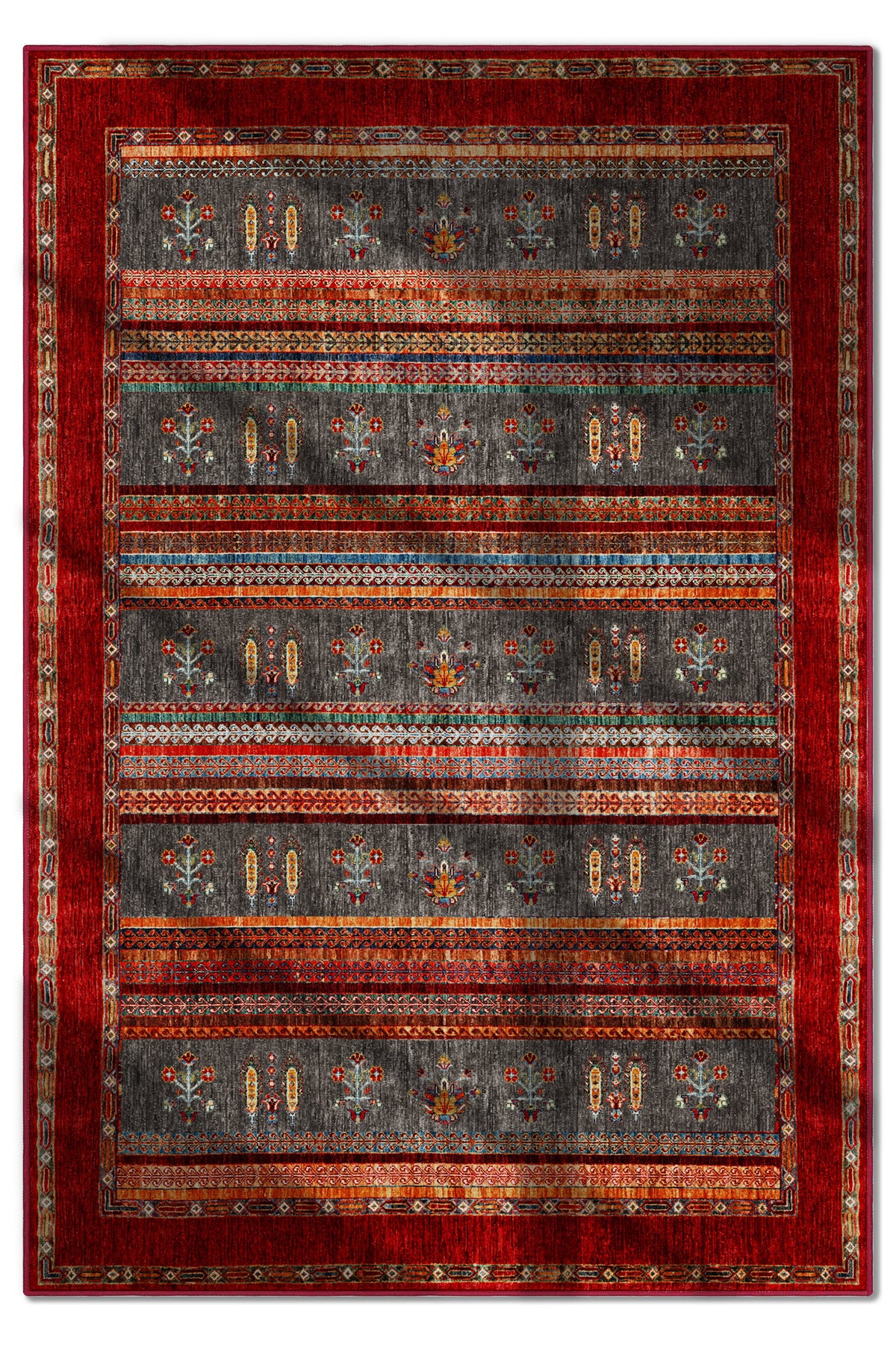 Arte DS074 Vintage Çiçek Figürlü Dekoratif Şönil Halı