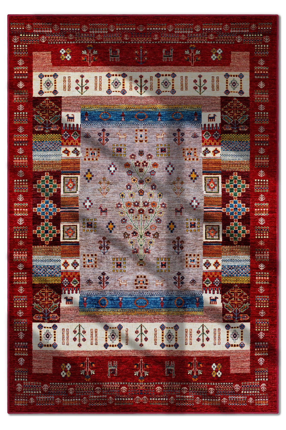 Arte DS077 Vintage Çiçek Figürlü Dekoratif Şönil Halı