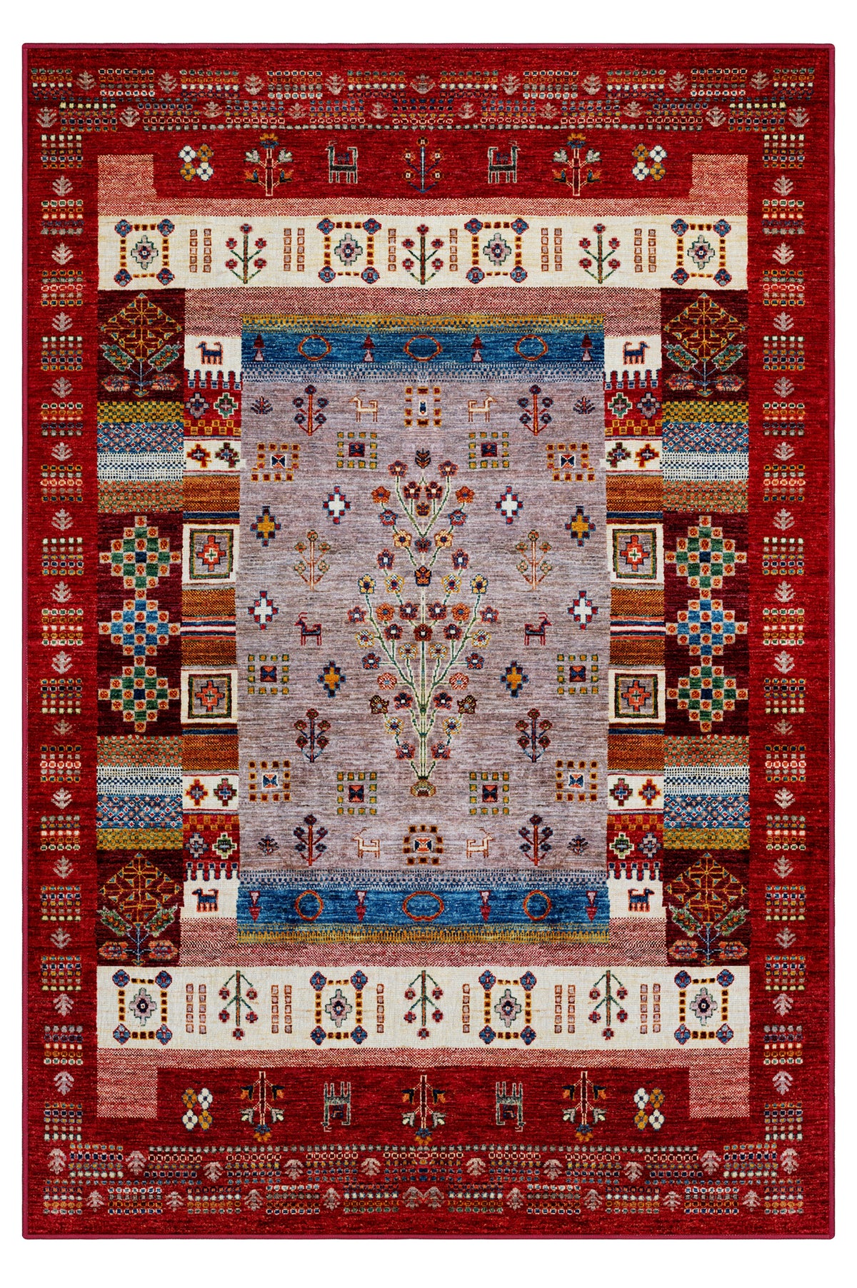 Arte DS077 Vintage Çiçek Figürlü Dekoratif Şönil Halı