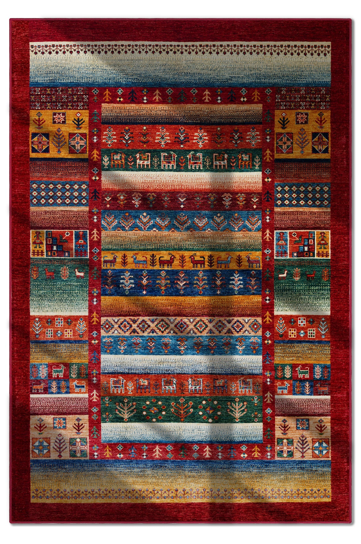Arte DS078 Vintage Hayvan Ağaç Figürlü Dekoratif Şönil Halı