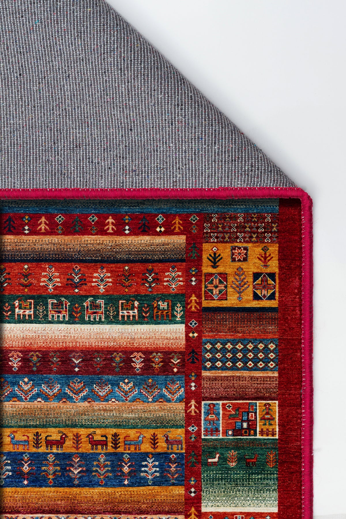 Arte DS078 Vintage Hayvan Ağaç Figürlü Dekoratif Şönil Halı