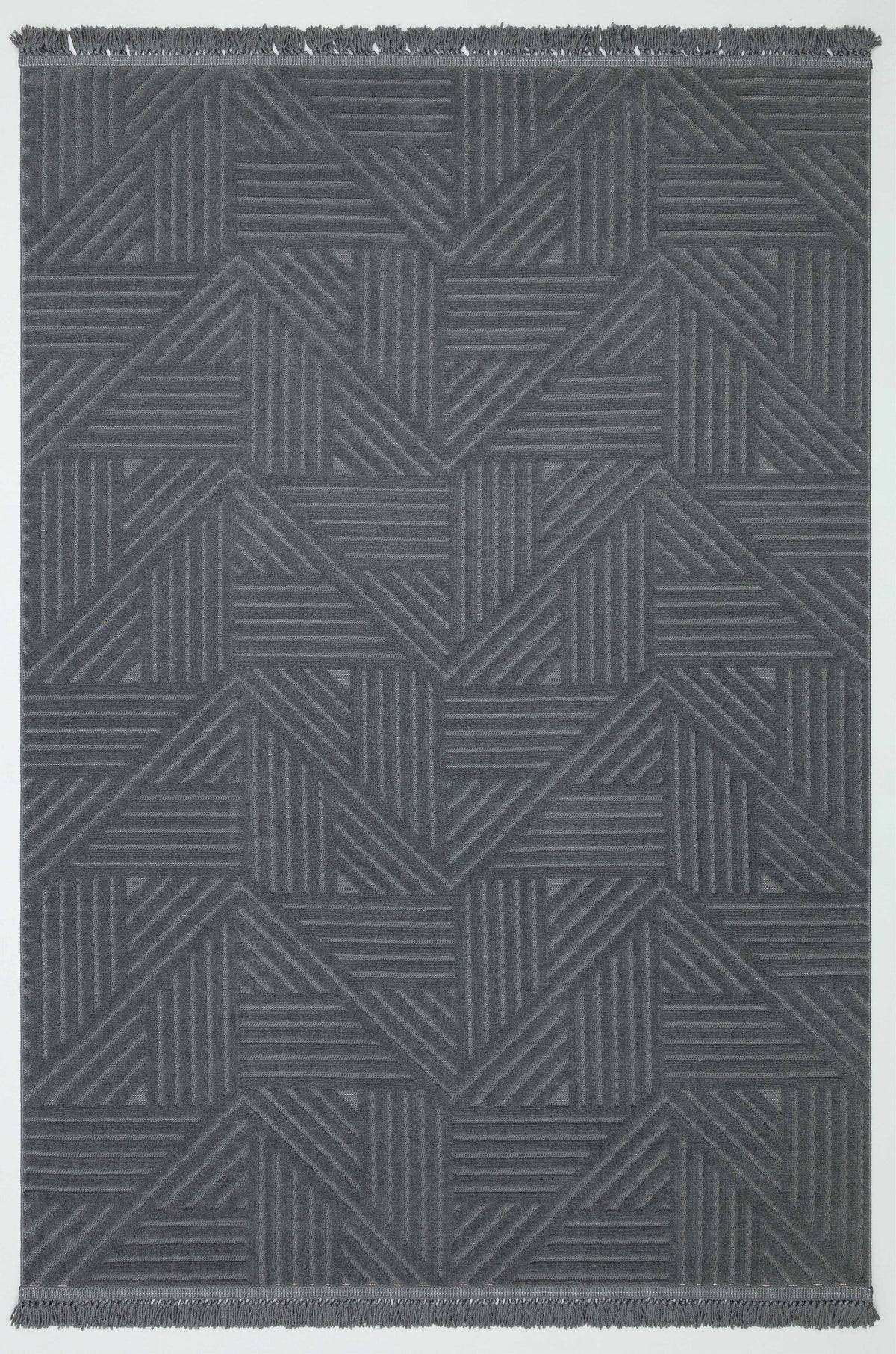 MİLAS C13-ANTRASİT Kabartmalı Modern Geometrik Desenli Salon Koridor Mutfak Halısı
