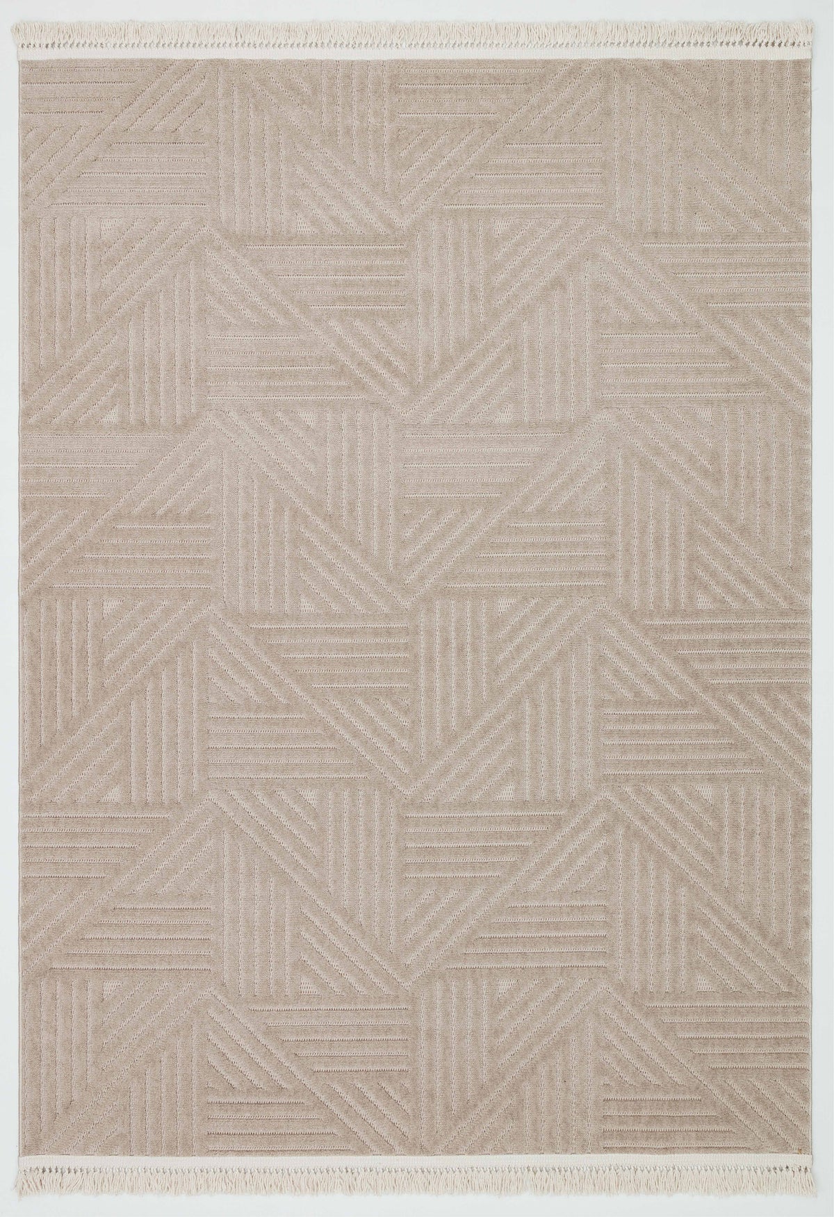 MİLAS C11-VİZON Kabartmalı Modern Geometrik Desenli Salon Koridor Mutfak Halısı