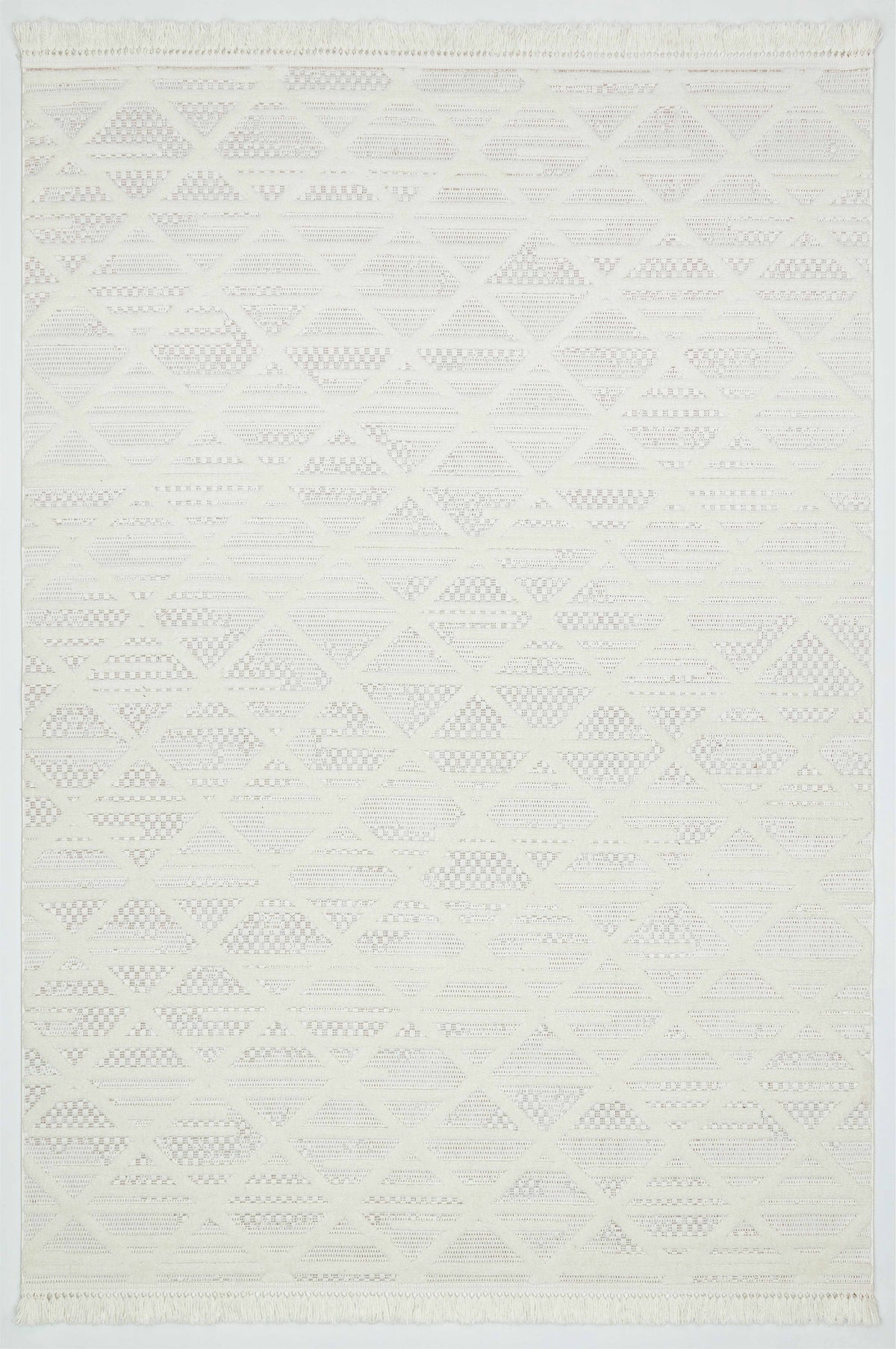 MİLAS C6-BEYAZ Kabartmalı Modern Geometrik Desenli Salon Koridor Mutfak Halısı