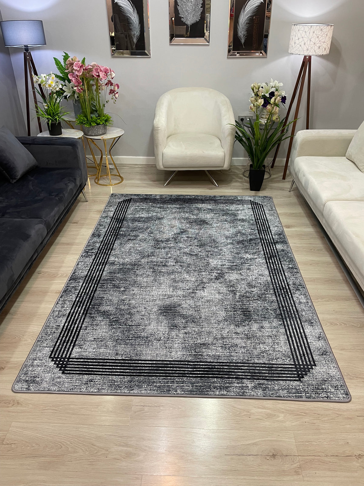 PALMAS - Kaymaz Deri Taban Makinede Yıkanabilir Salon Oturma Odası Mutfak Halısı