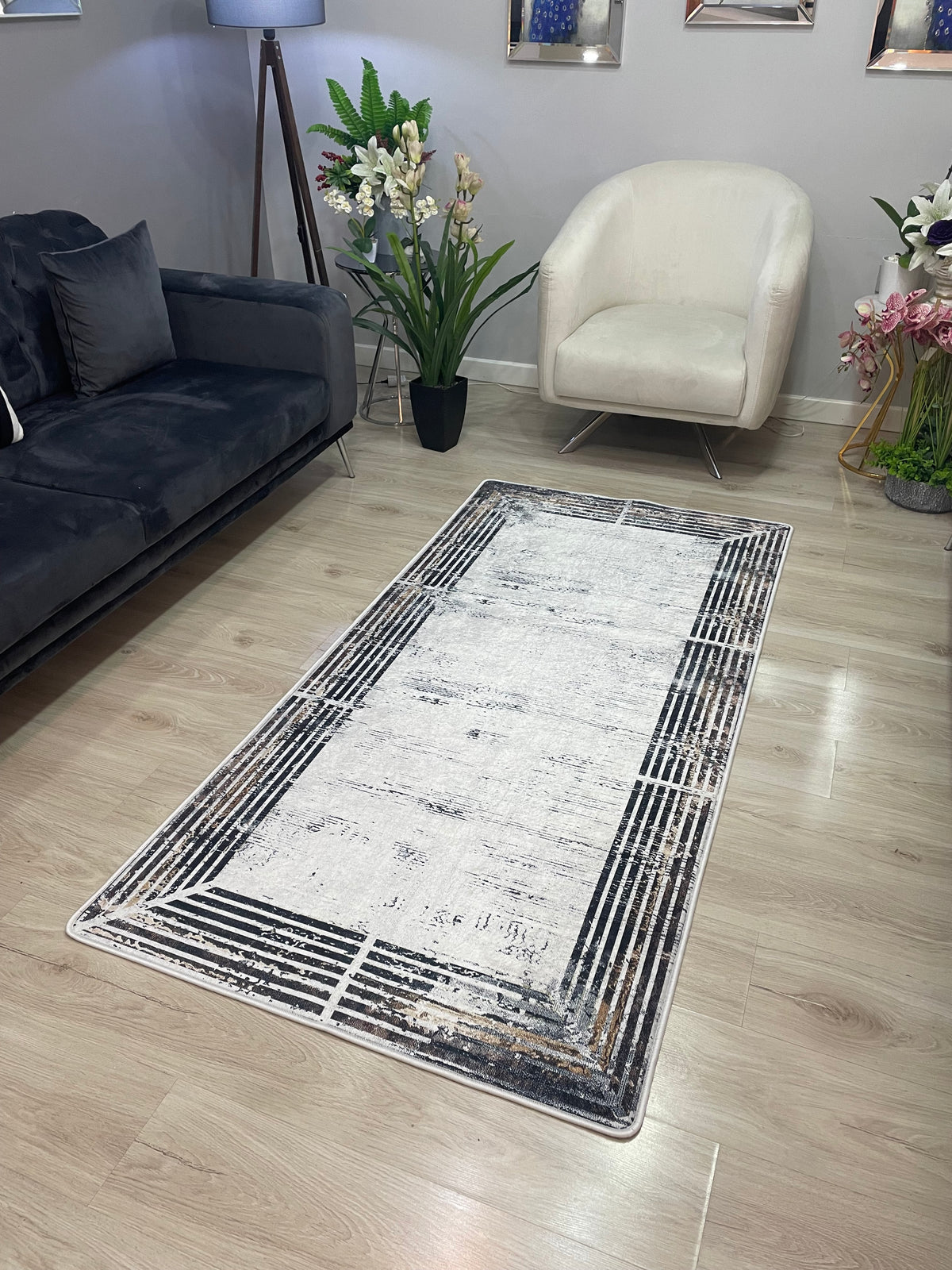 TARGE ANTİK - Kaymaz Deri Taban Makinede Yıkanabilir Salon Oturma Odası Mutfak Halısı