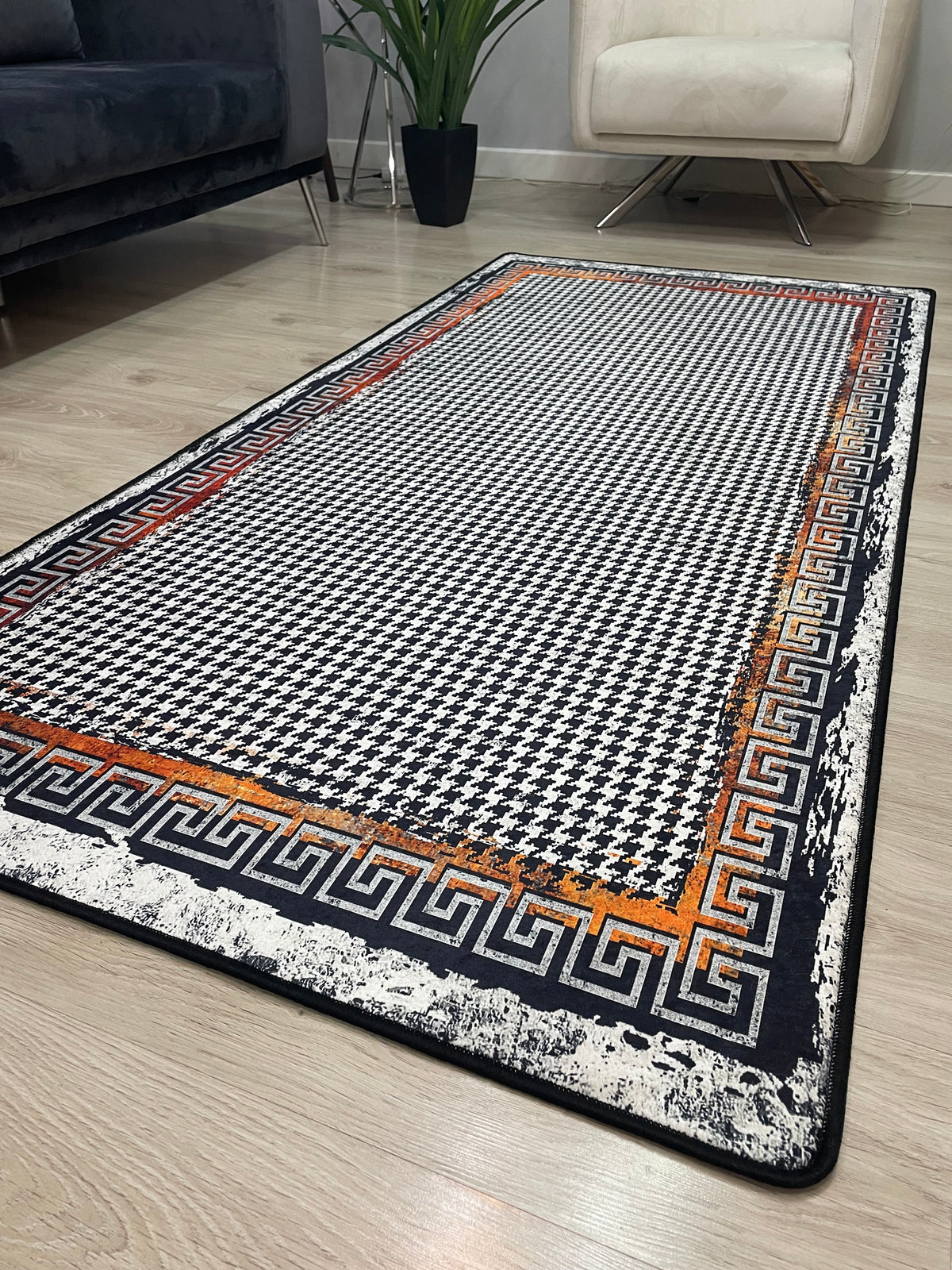 BARTE - Kaymaz Deri Taban Makinede Yıkanabilir Salon Oturma Odası Mutfak Halısı
