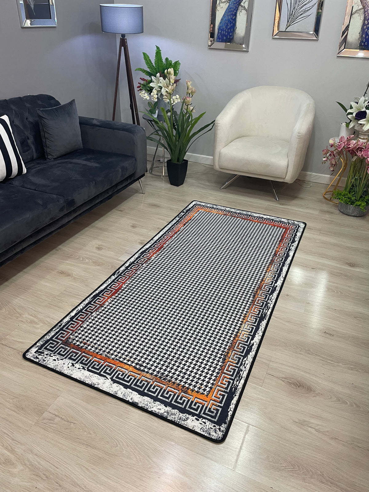 BARTE - Kaymaz Deri Taban Makinede Yıkanabilir Salon Oturma Odası Mutfak Halısı