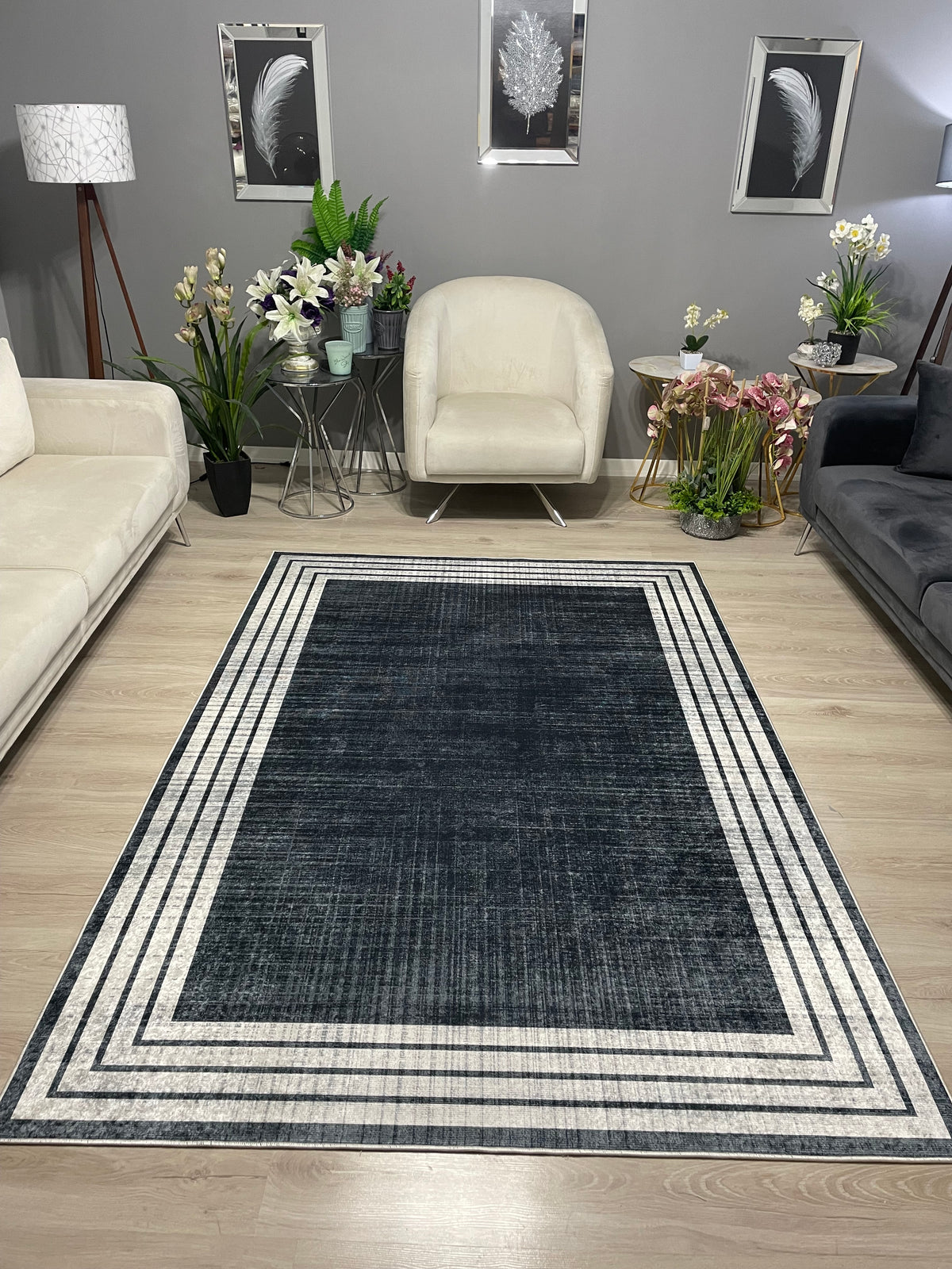 R-DORA - Kaymaz Deri Taban Makinede Yıkanabilir Salon Oturma Odası Mutfak Halısı