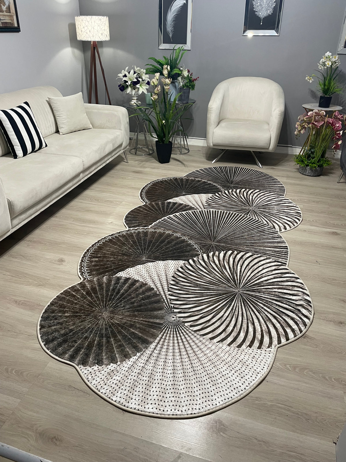 OMEGA KAHVE - Kaymaz Deri Taban Makinede Yıkanabilir Salon Oturma Odası Mutfak Halısı