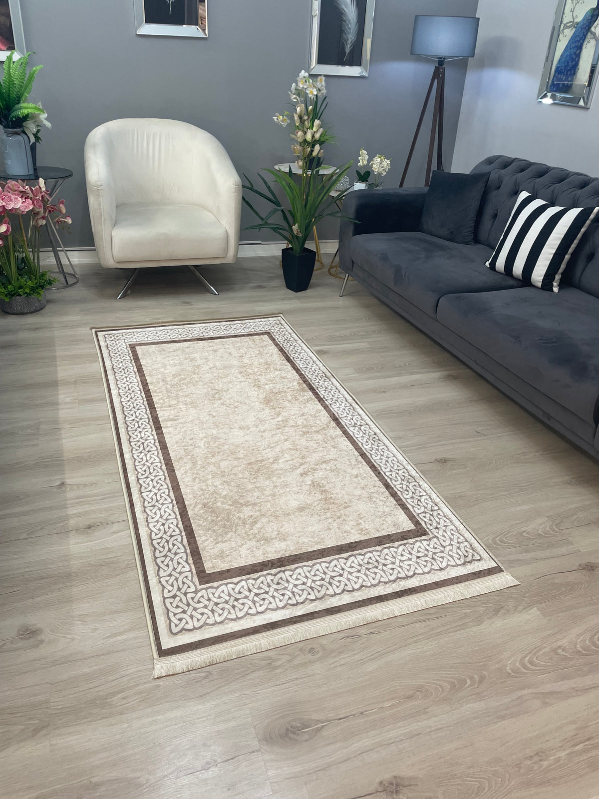 R-OLİVİA - Kaymaz Deri Taban Makinede Yıkanabilir Salon Oturma Odası Mutfak Halısı