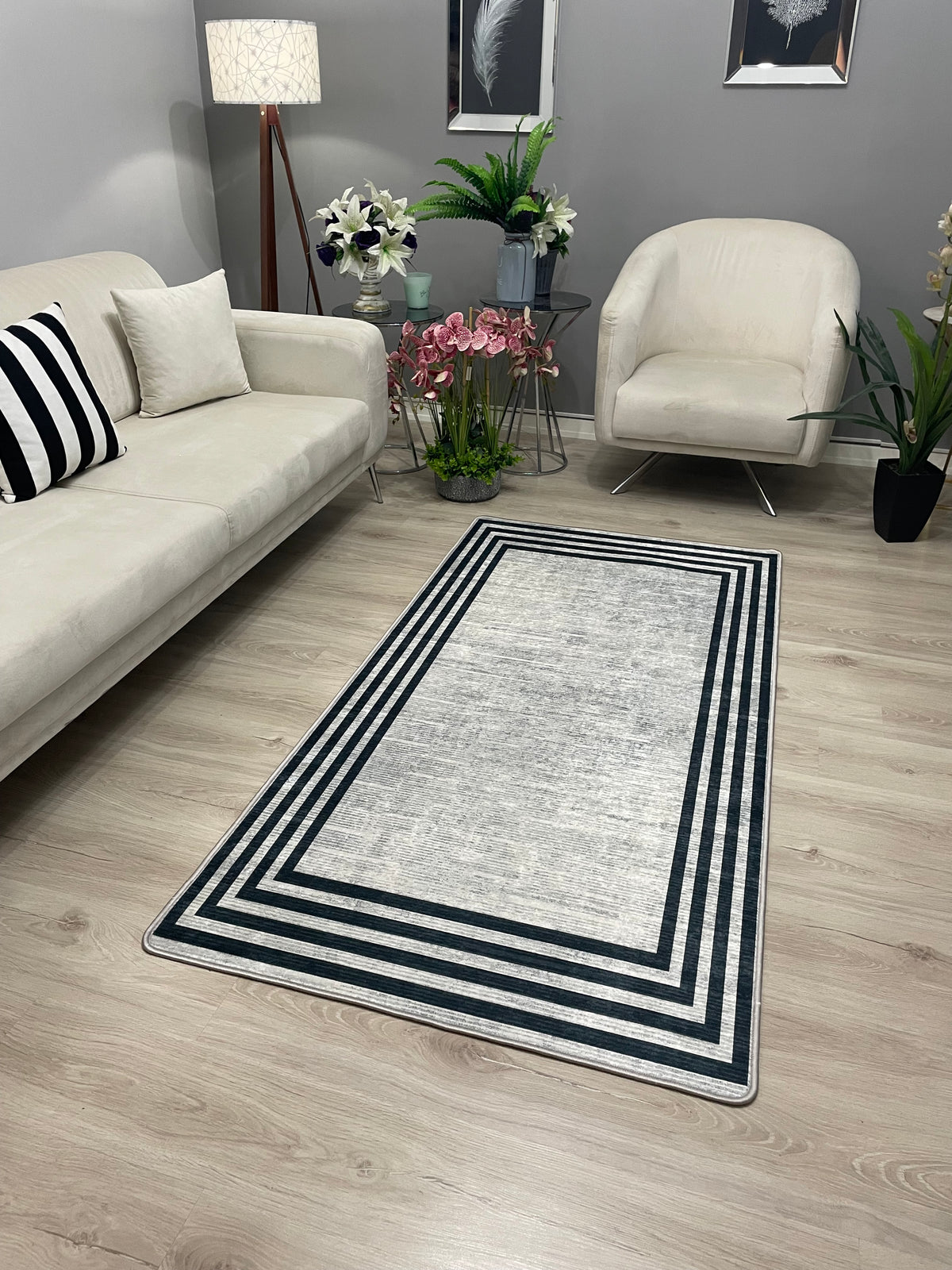 VALERİA - Kaymaz Deri Taban Makinede Yıkanabilir Salon Oturma Odası Mutfak Halısı