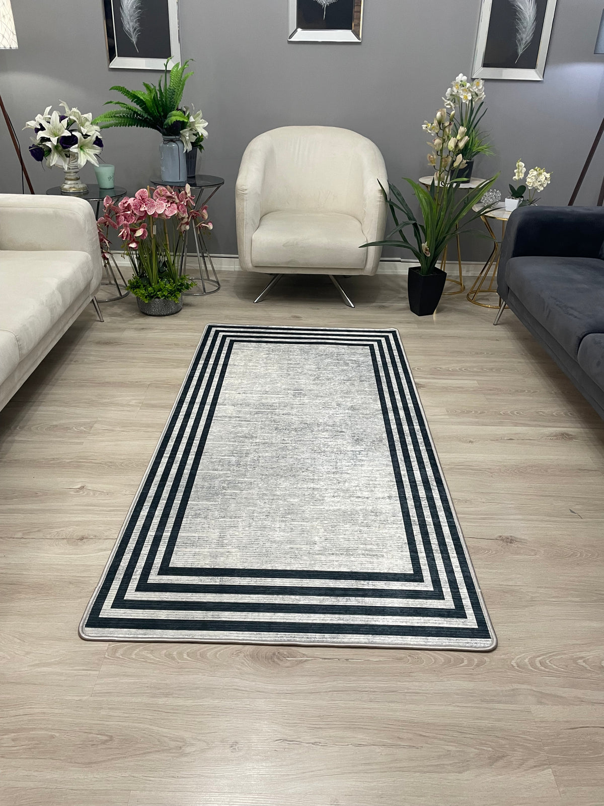 VALERİA - Kaymaz Deri Taban Makinede Yıkanabilir Salon Oturma Odası Mutfak Halısı