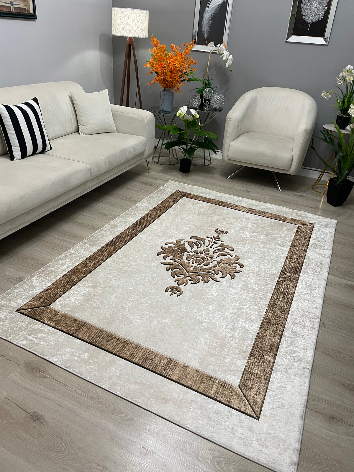 GONCA - Kaymaz Deri Taban Makinede Yıkanabilir Salon Oturma Odası Mutfak Halısı