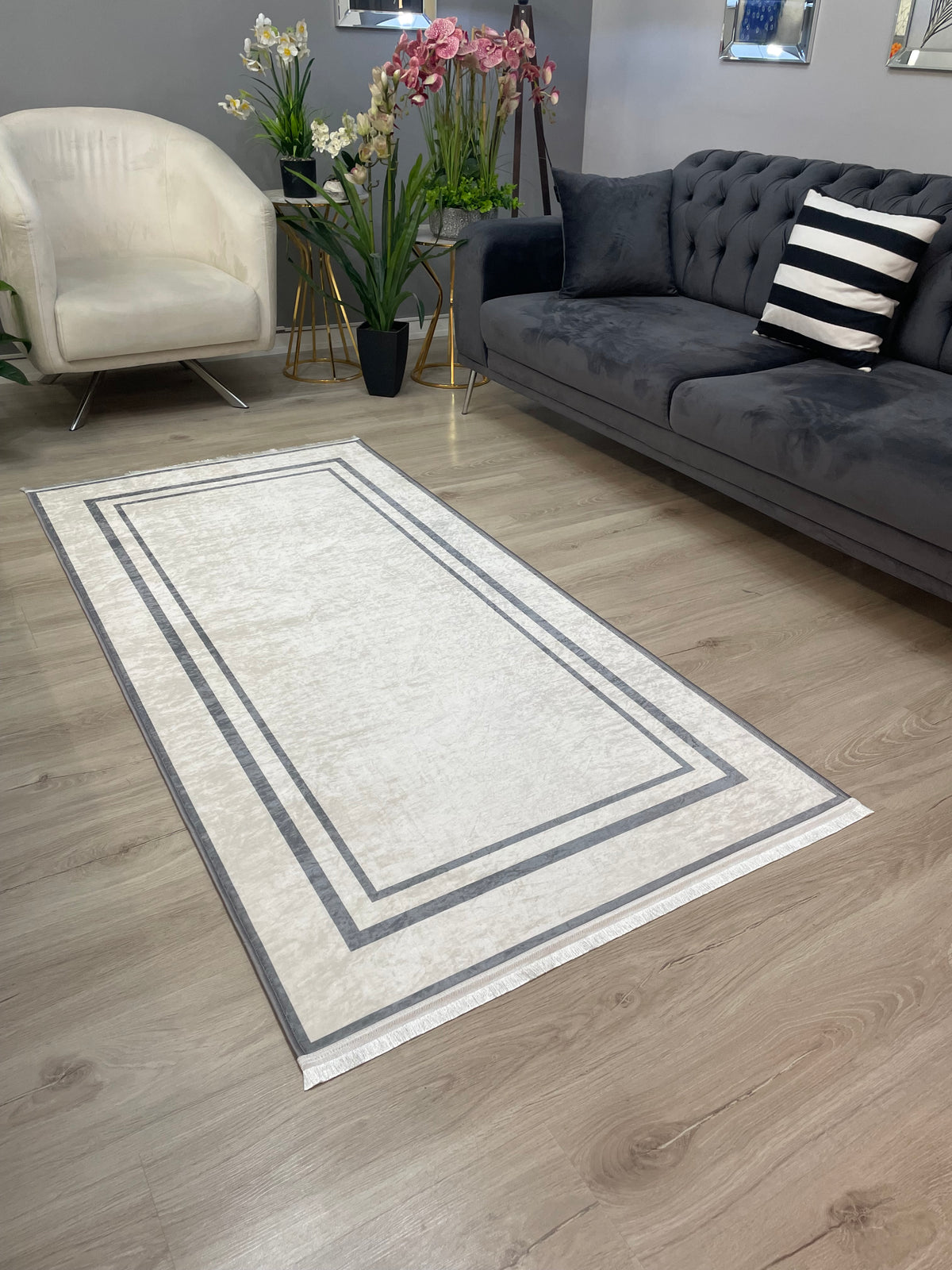 SERENİTY - Kaymaz Deri Taban Makinede Yıkanabilir Salon Oturma Odası Mutfak Halısı