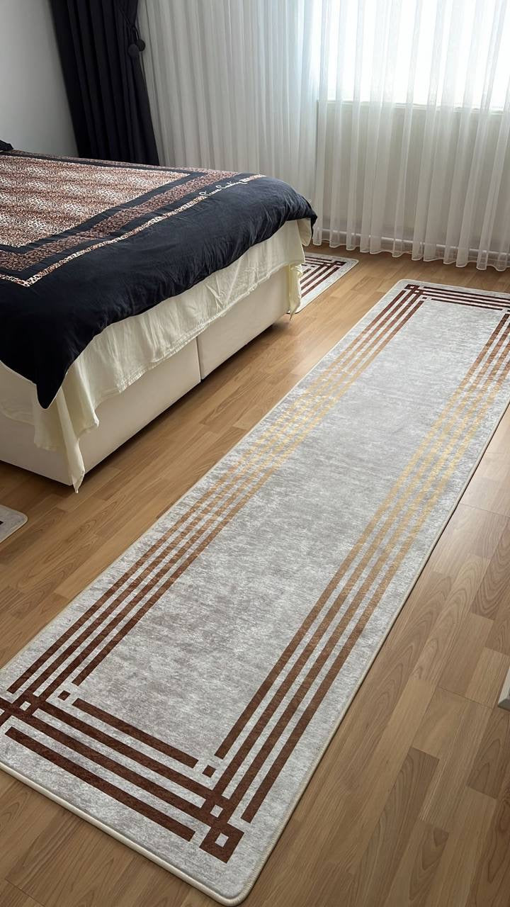 ZÜHRE LİNE GOLD - Kaymaz Deri Taban Makinede Yıkanabilir Salon Oturma Odası Mutfak Halısı