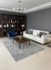 LOTUS C39-GRİ Sentetik Bambu Parlak Saten Salon Koridor Mutfak Halısı