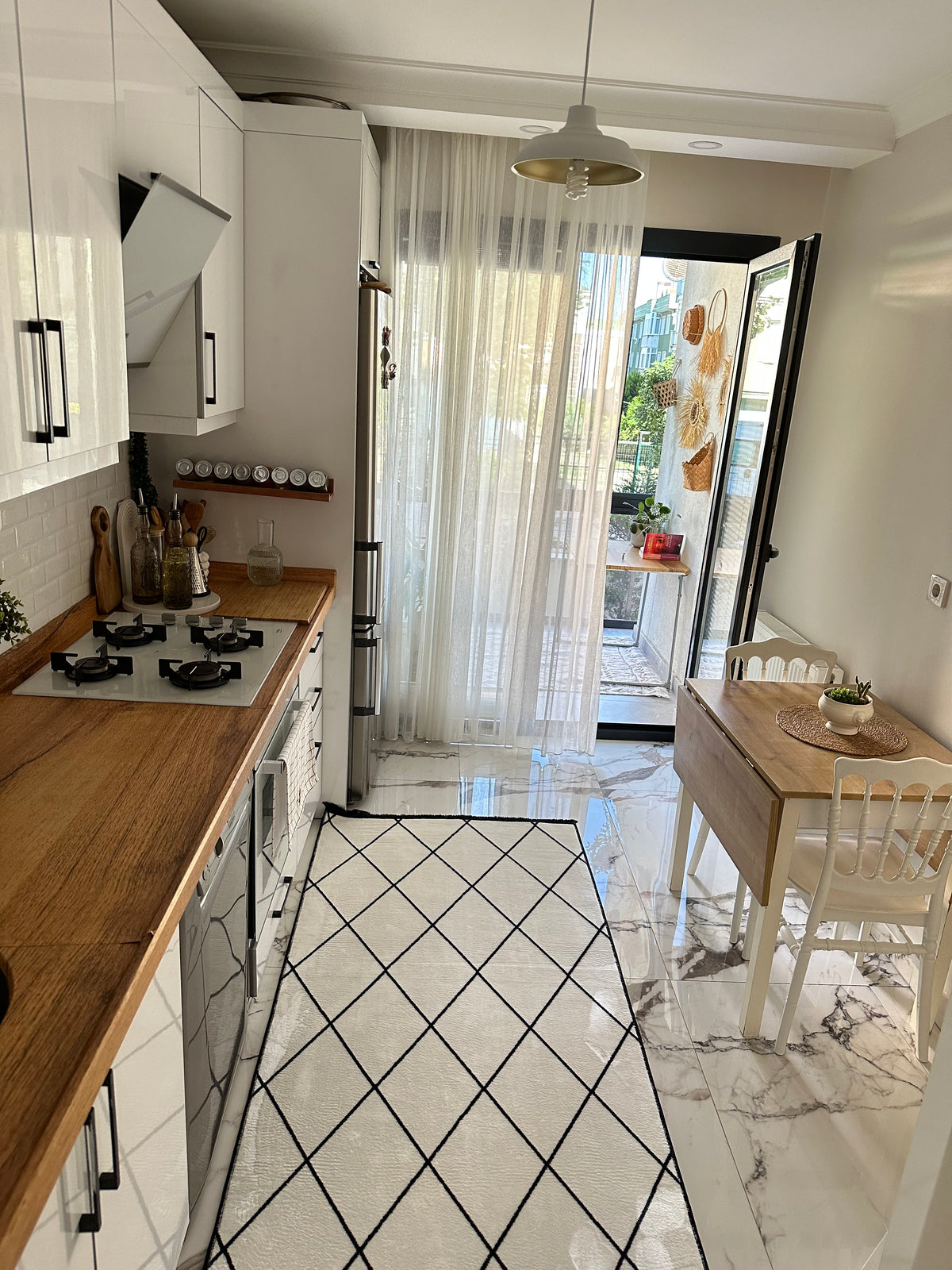 SAHRA BEYAZ - Kaymaz Deri Taban Makinede Yıkanabilir Salon Oturma Odası Mutfak Halısı