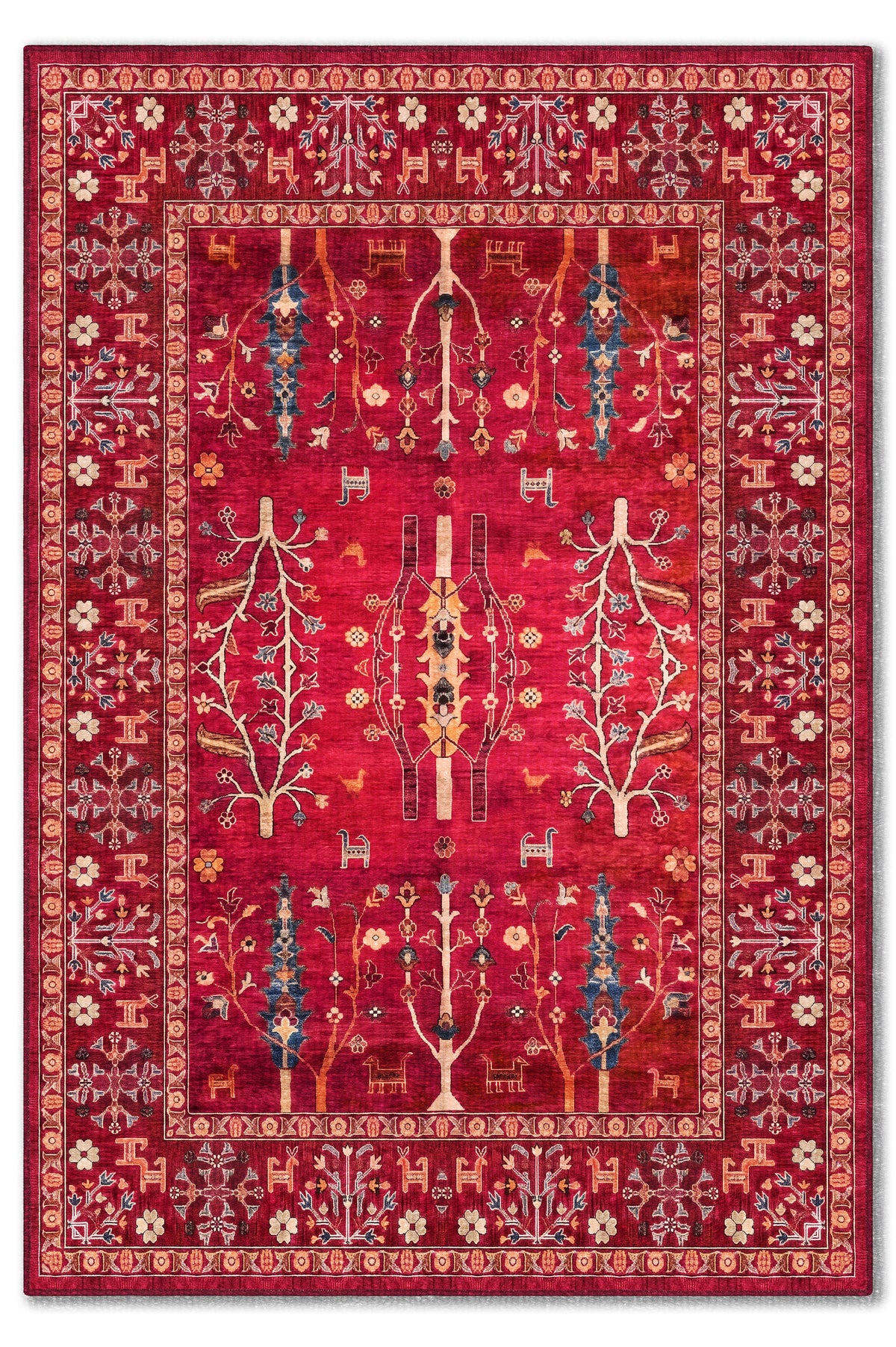 yıkanabilir kaymaz taban şönil dokuma halı 80x150 kirmizi; renkli