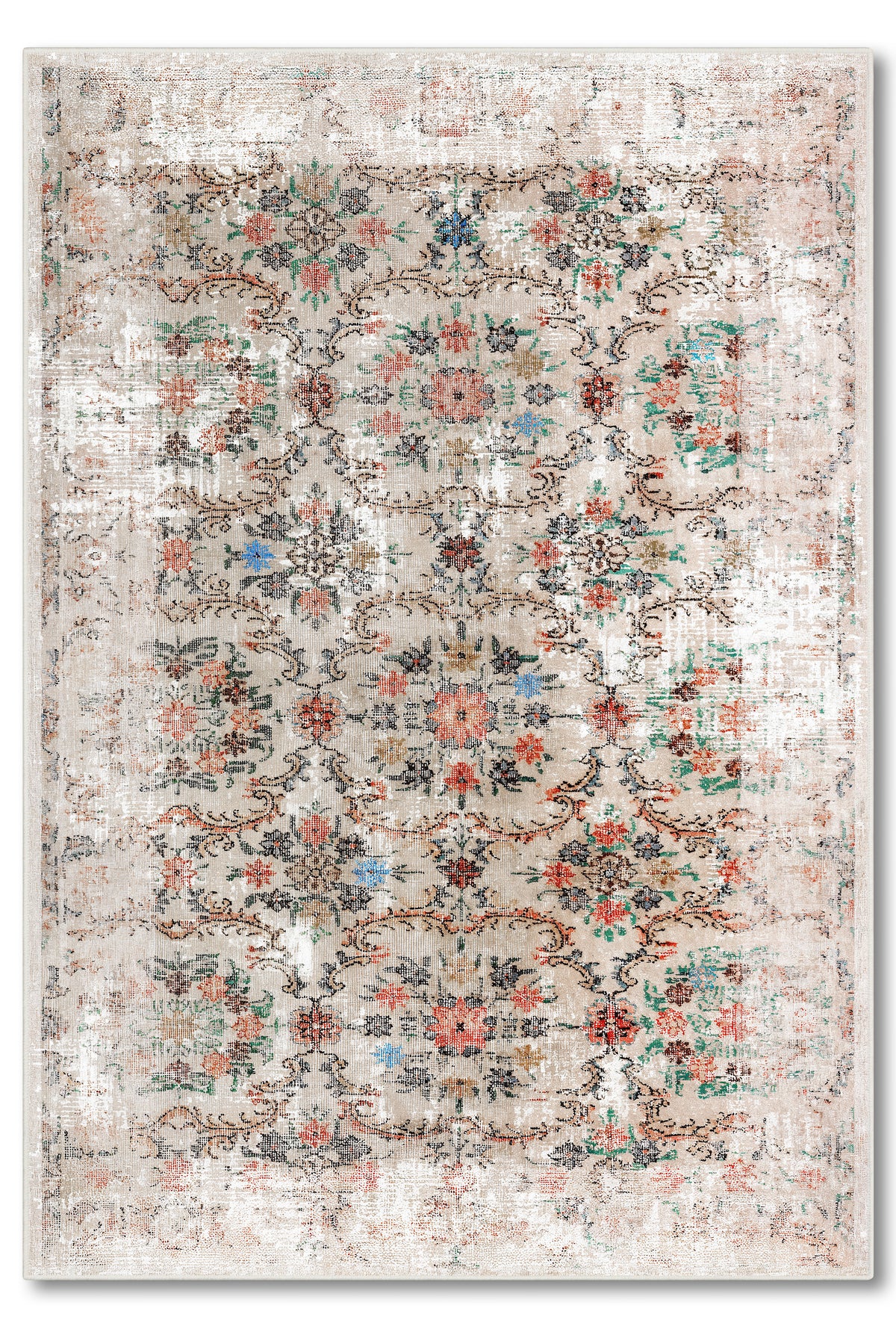 yıkanabilir kaymaz taban şönil dokuma halı 80x150 krem; renkli