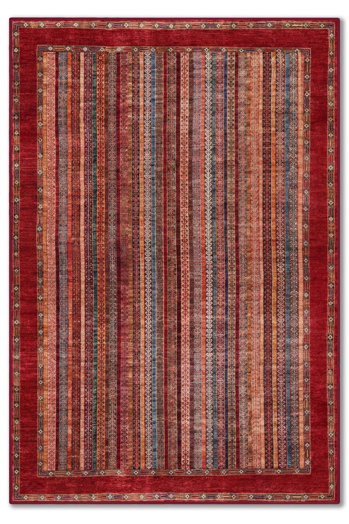 yıkanabilir kaymaz taban şönil dokuma halı 80x150 kirmizi; renkli