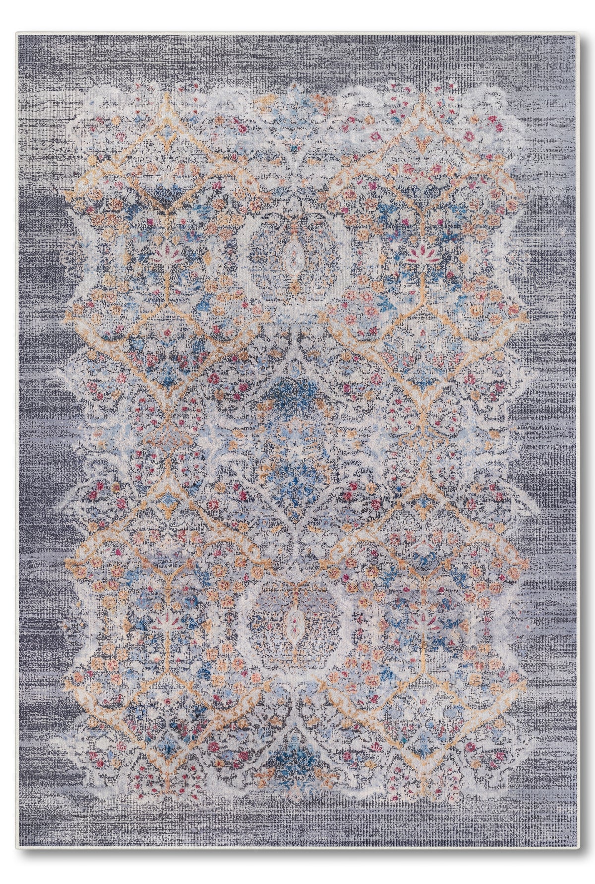 yıkanabilir kaymaz taban şönil dokuma halı 80x150 gri; renkli