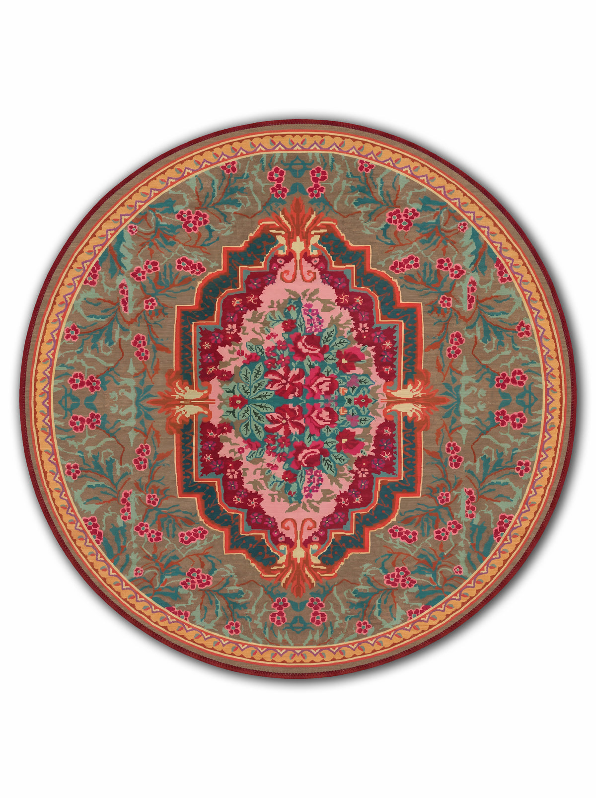 yıkanabilir kaymaz taban şönil dokuma halı 140x200 kahverengi; turuncu; renkli