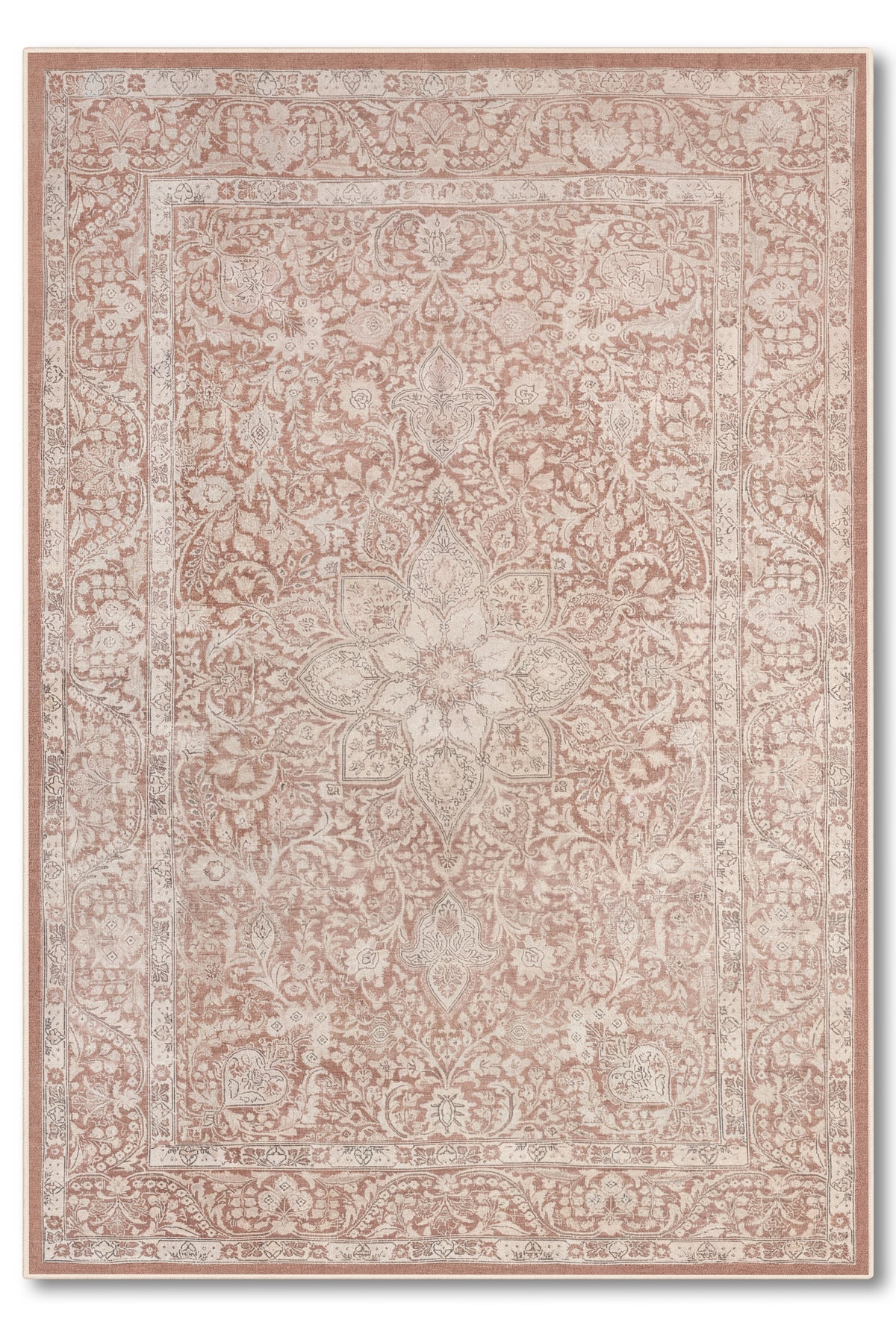 yıkanabilir kaymaz taban şönil dokuma halı 80x150 kahverengi; krem