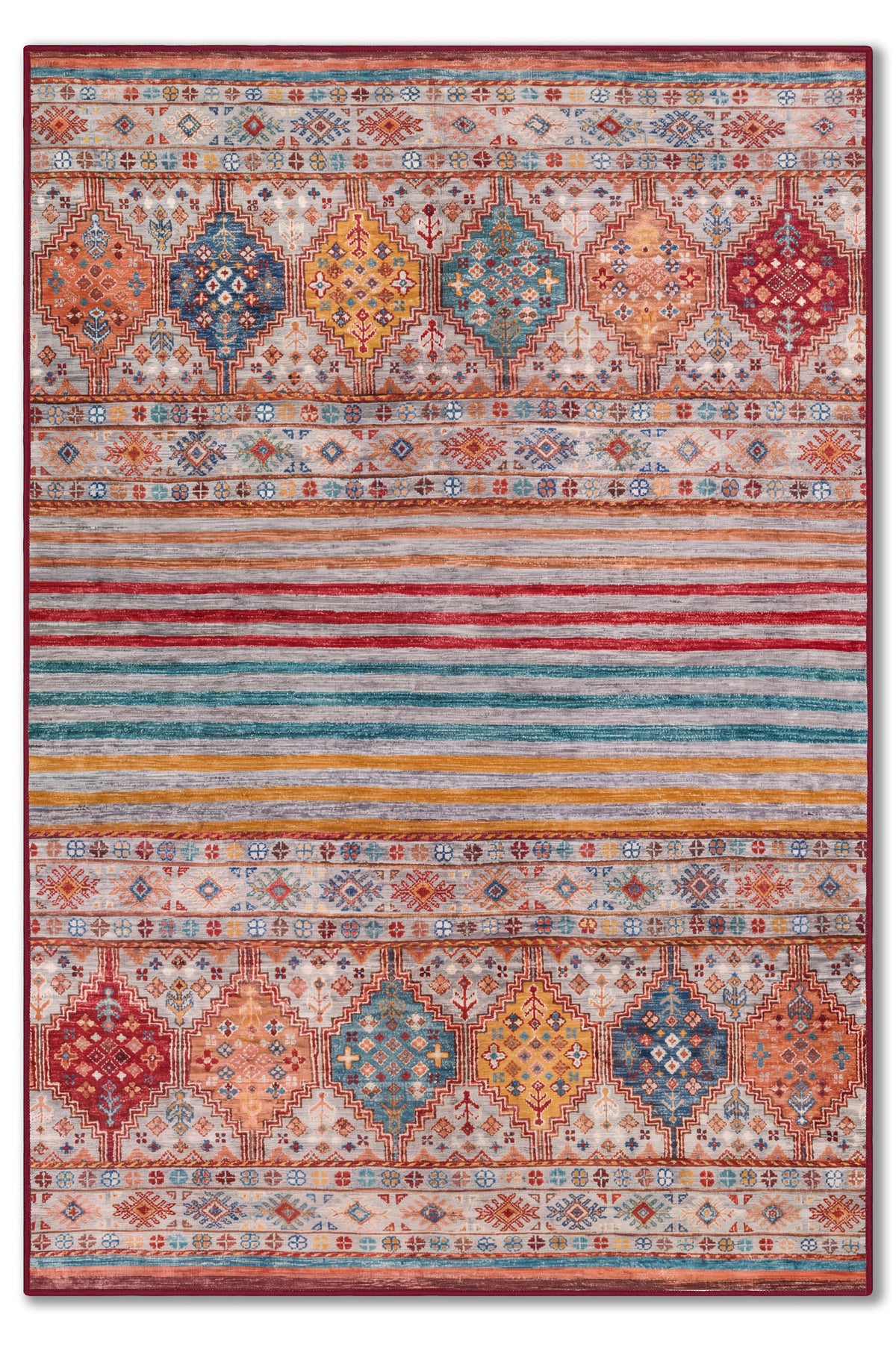 yıkanabilir kaymaz taban şönil dokuma halı 80x150 kirmizi; turuncu; renkli