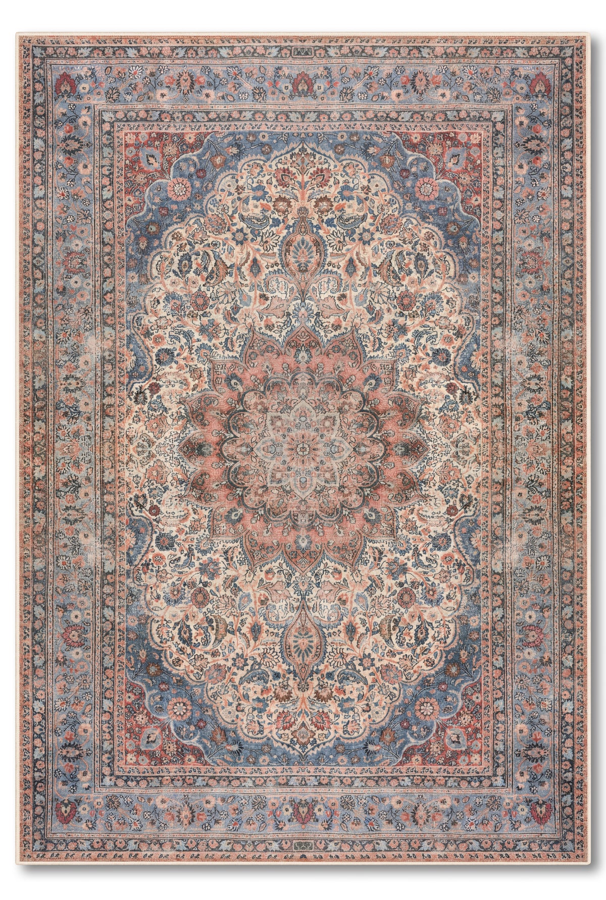 yıkanabilir kaymaz taban şönil dokuma halı 80x150 mavi; renkli