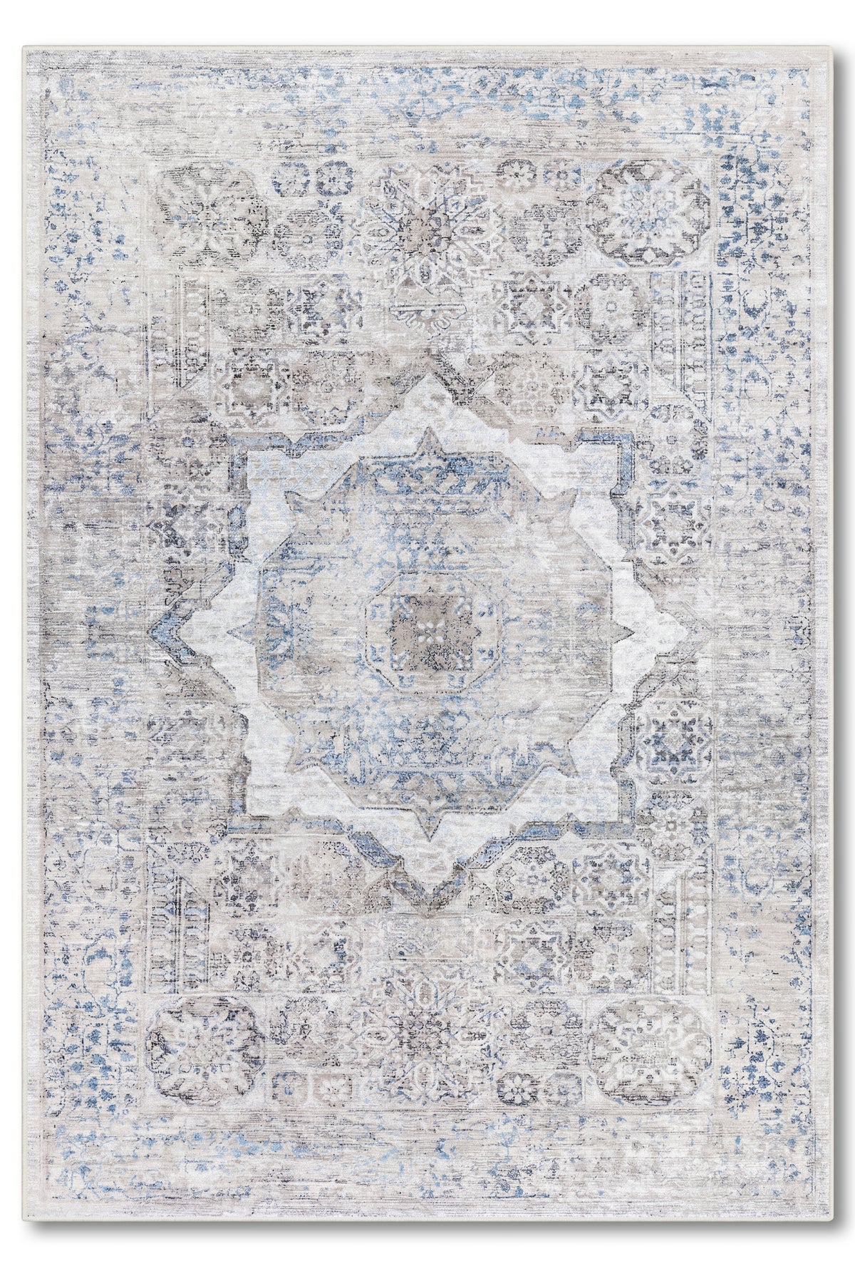 yıkanabilir kaymaz taban şönil dokuma halı 80x150 gri; mavi