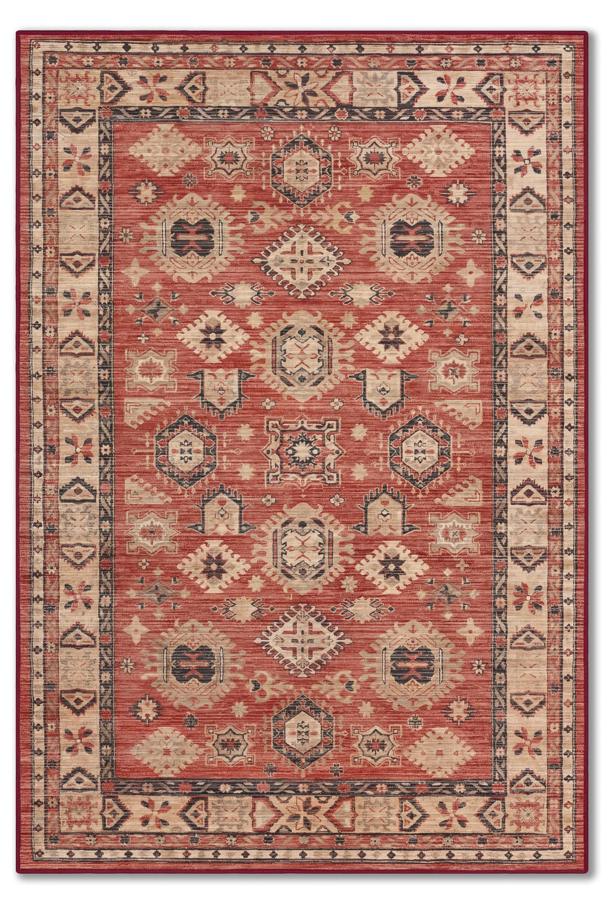 yıkanabilir kaymaz taban şönil dokuma halı 80x150 gul-kurusu; renkli