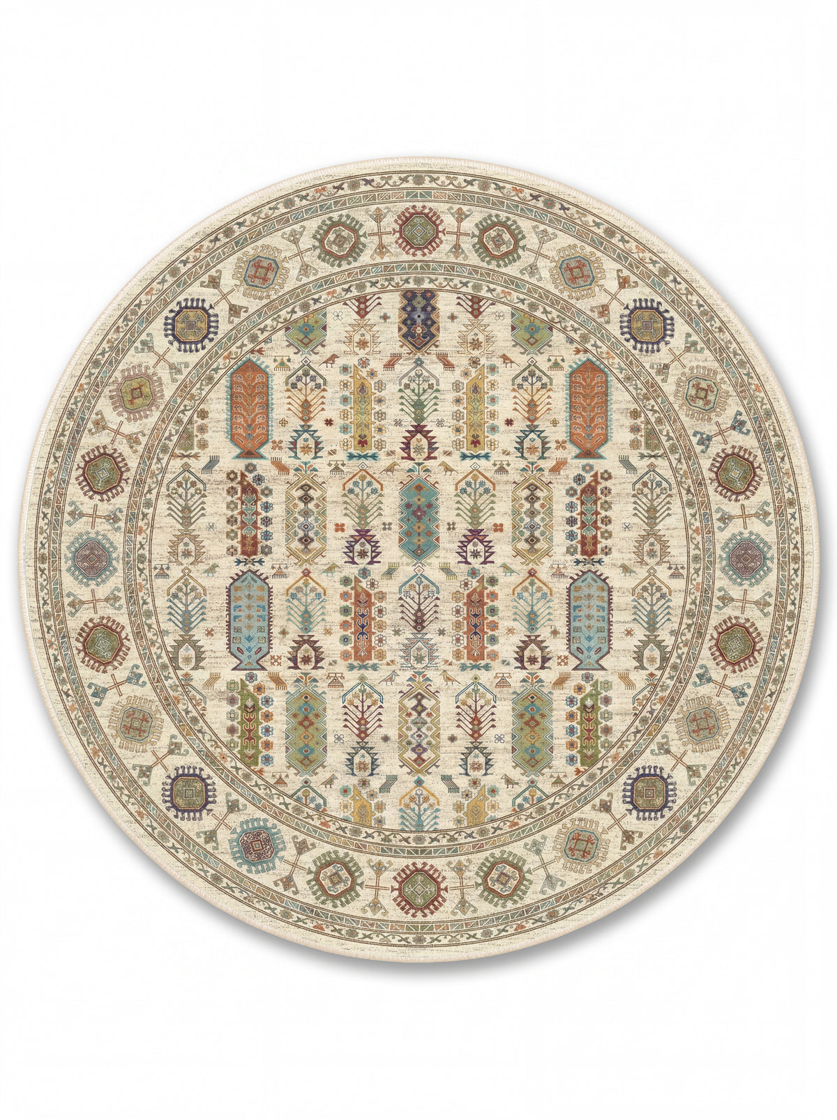 yıkanabilir kaymaz taban şönil dokuma halı 140x200 krem; renkli