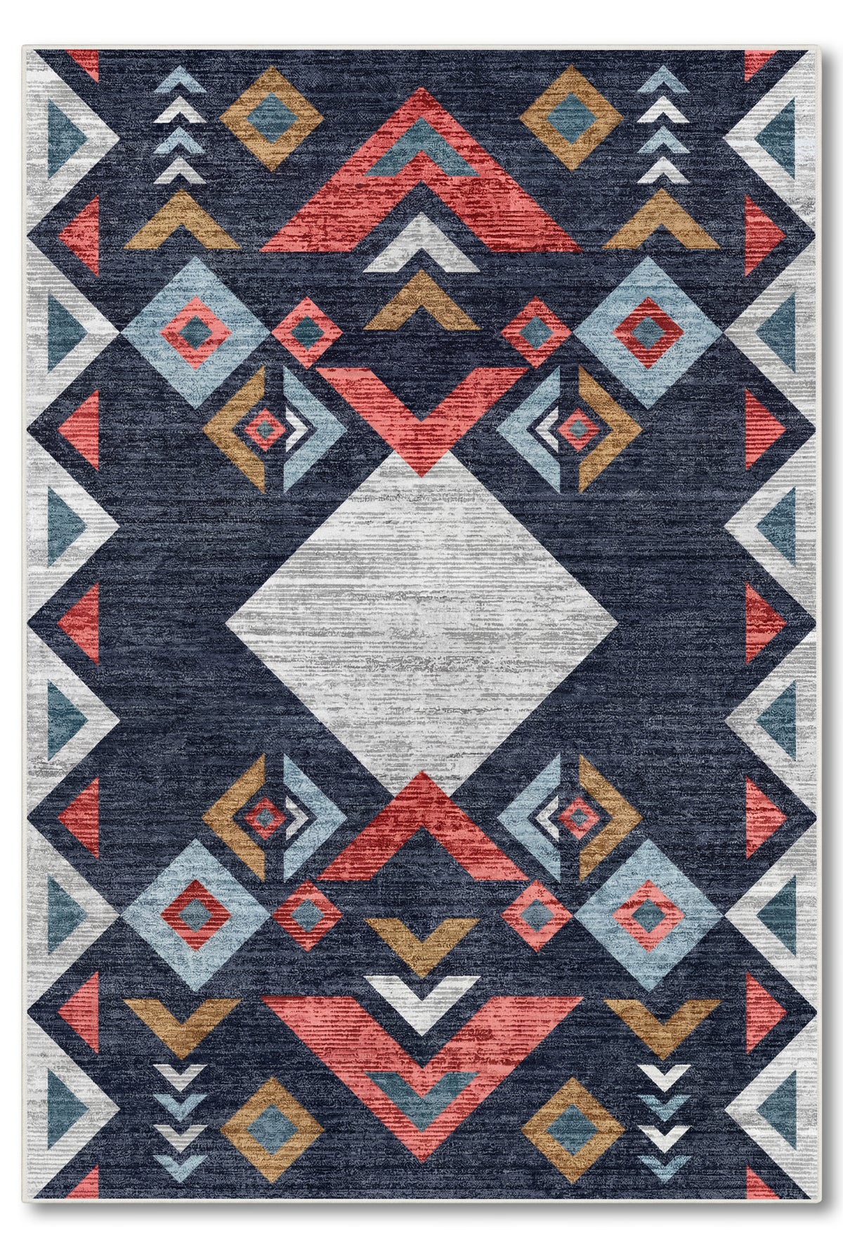yıkanabilir kaymaz taban şönil dokuma halı 80x150 lacivert; renkli