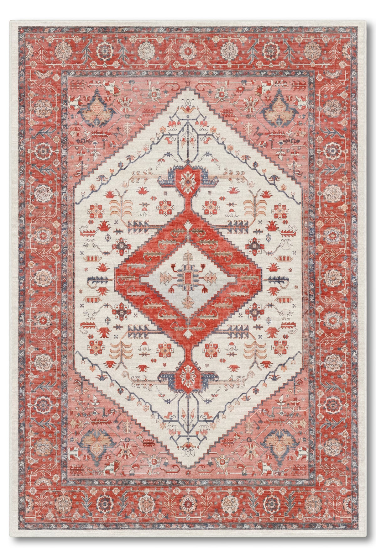 yıkanabilir kaymaz taban şönil dokuma halı 80x150 kirmizi; gul-kurusu