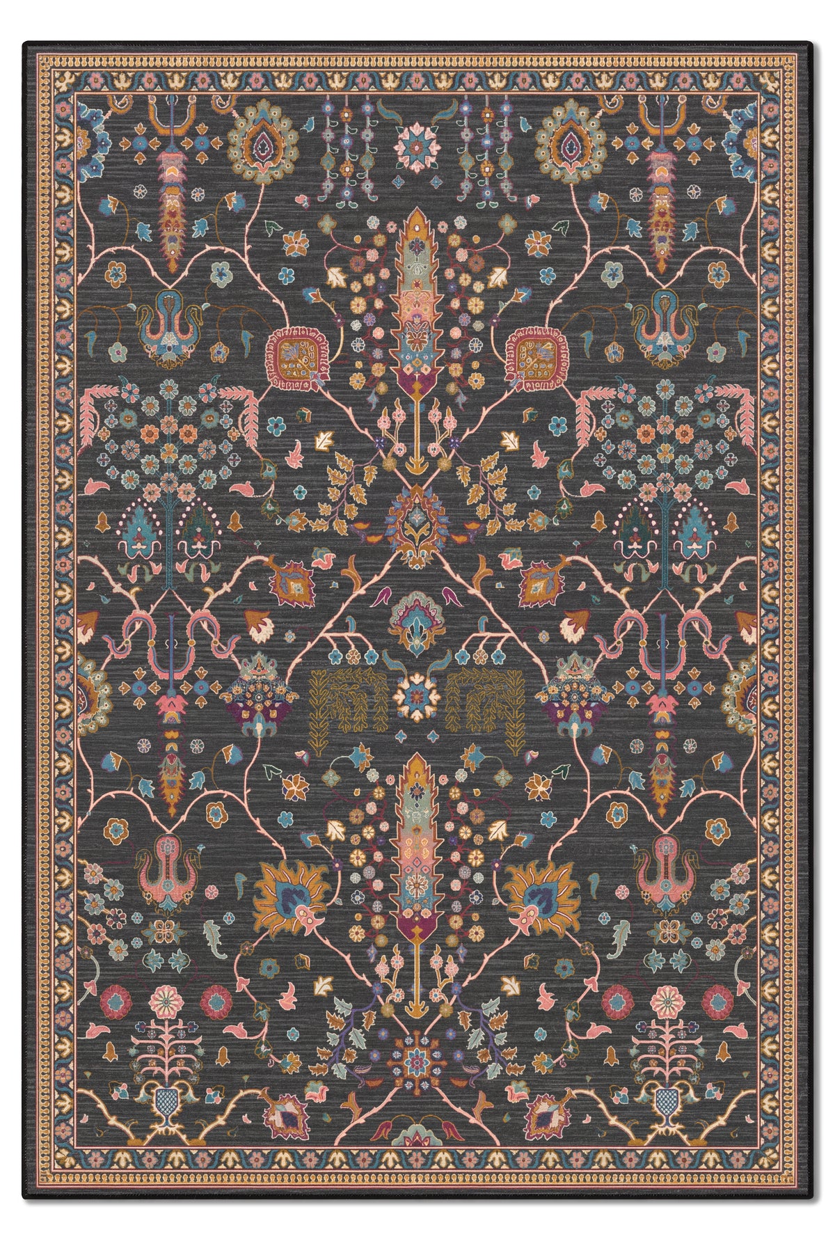 yıkanabilir kaymaz taban şönil dokuma halı 80x150 antrasit; renkli