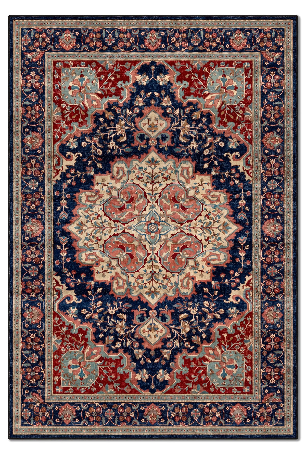 yıkanabilir kaymaz taban şönil dokuma halı 80x150 lacivert; renkli